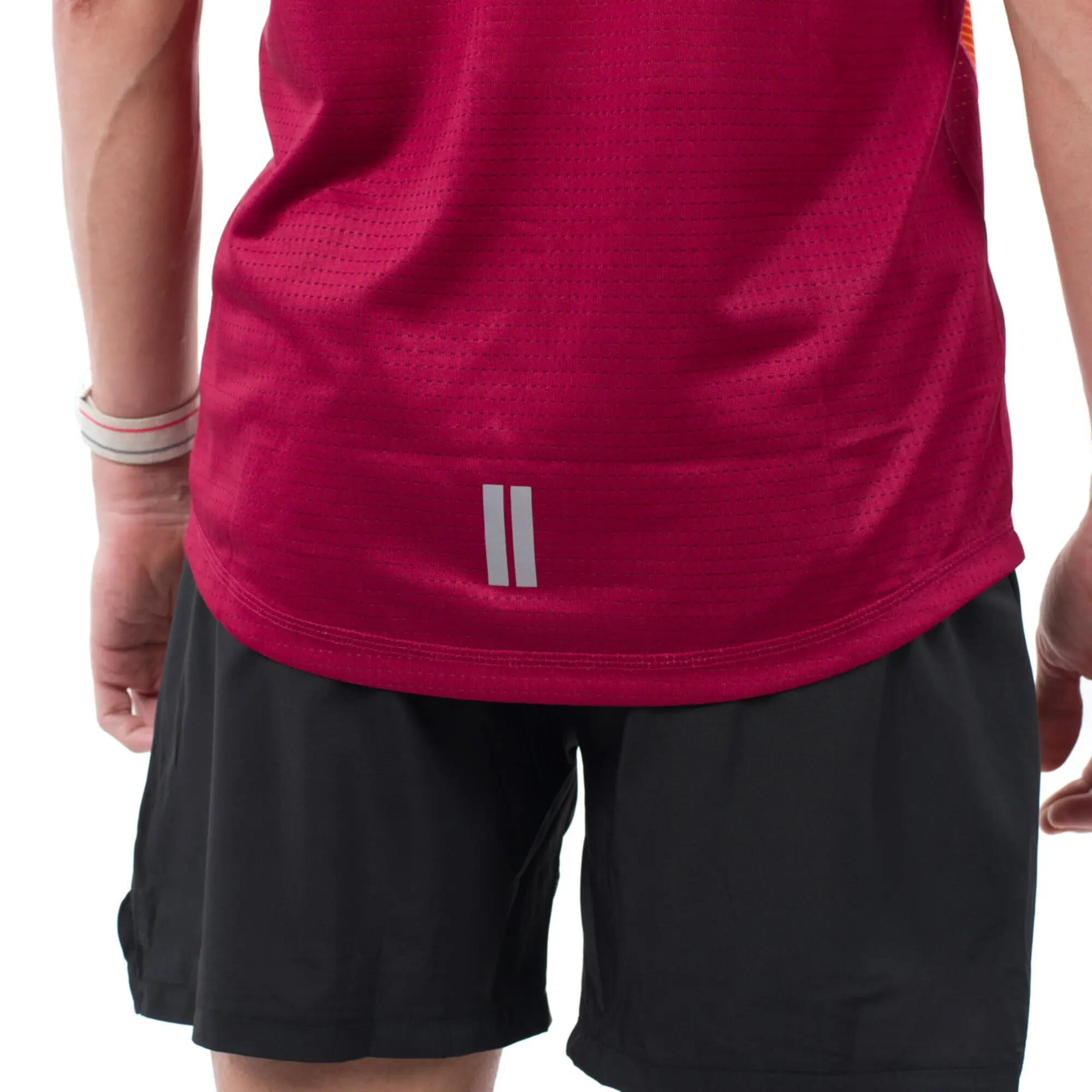 Camiseta manga corta running Hombre 42K Wave Vulcan burdeos 5/6