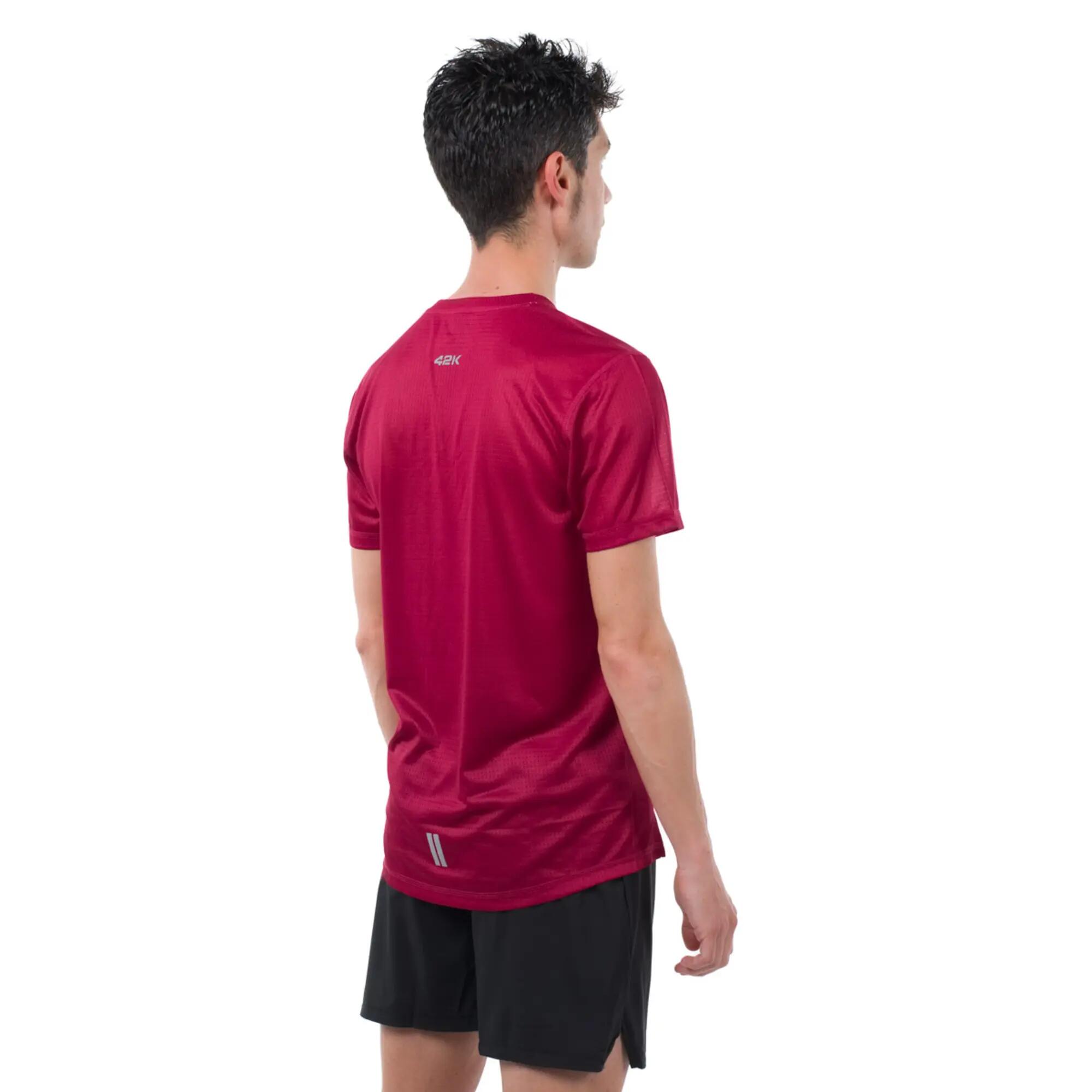 Camiseta manga corta running Hombre 42K Wave Vulcan burdeos 2/6