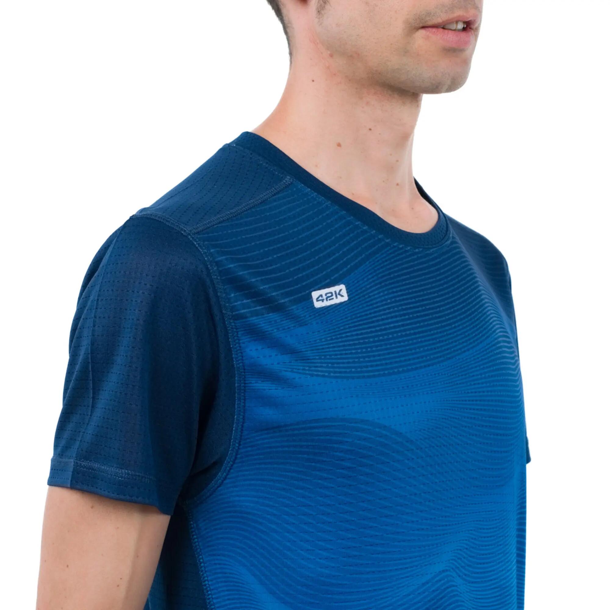 Camiseta manga corta running Hombre 42K Wave Ocean azul 4/6