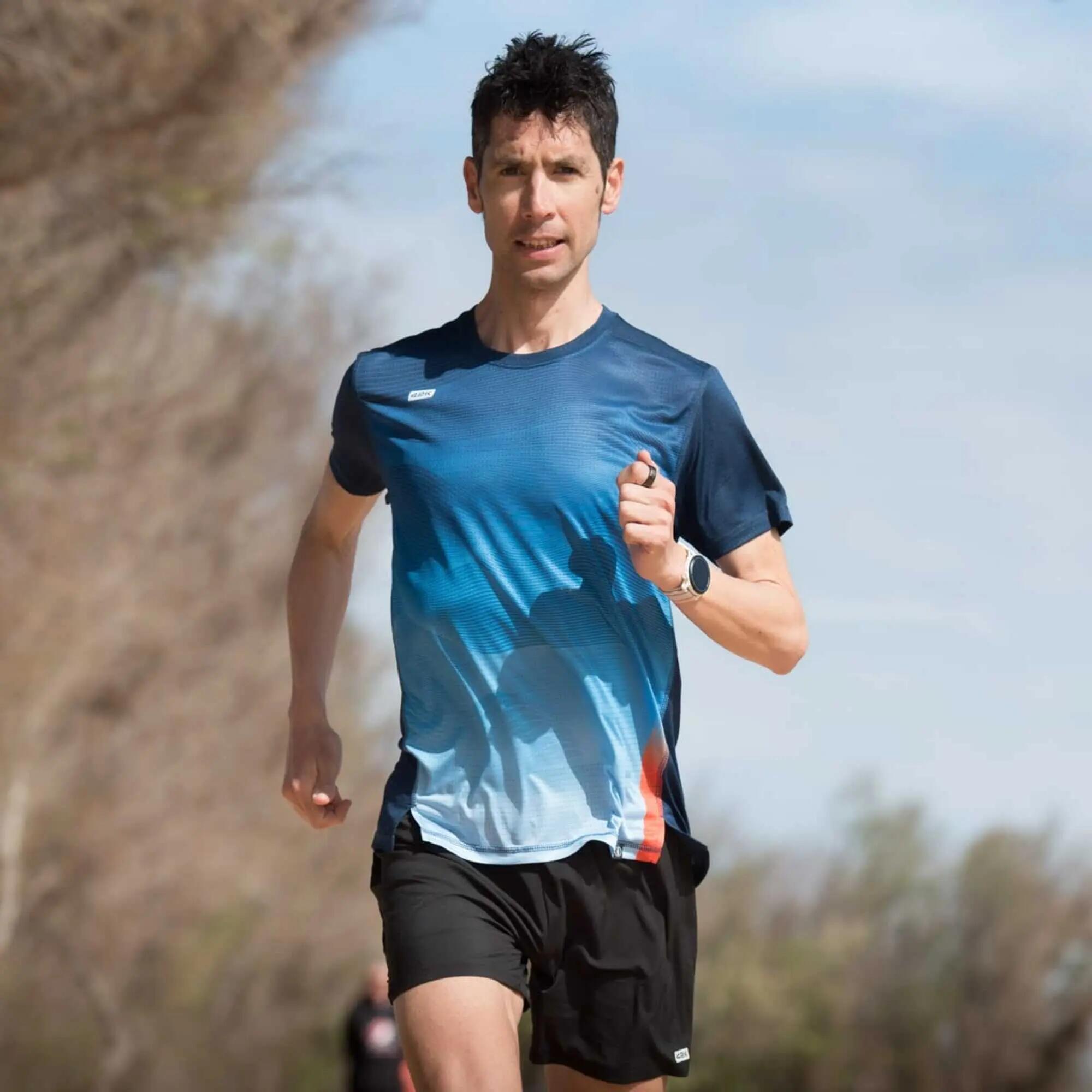 Camiseta manga corta running Hombre 42K Wave Ocean azul 3/6