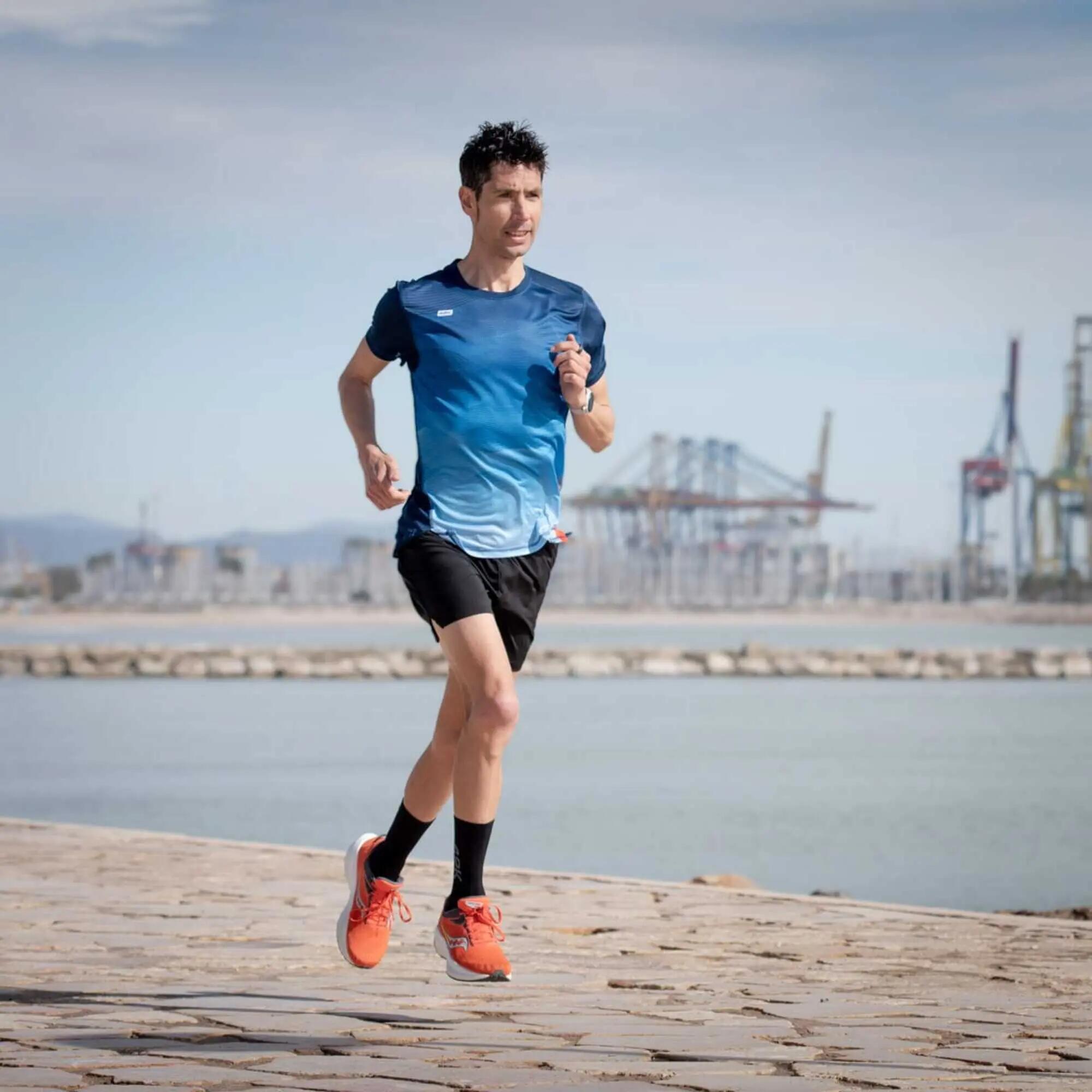 Camiseta manga corta running Hombre 42K Wave Ocean azul 6/6