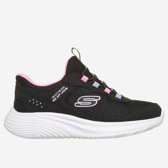 Baskets fille sans lacet Skechers Slip-Ins confort rose et noir