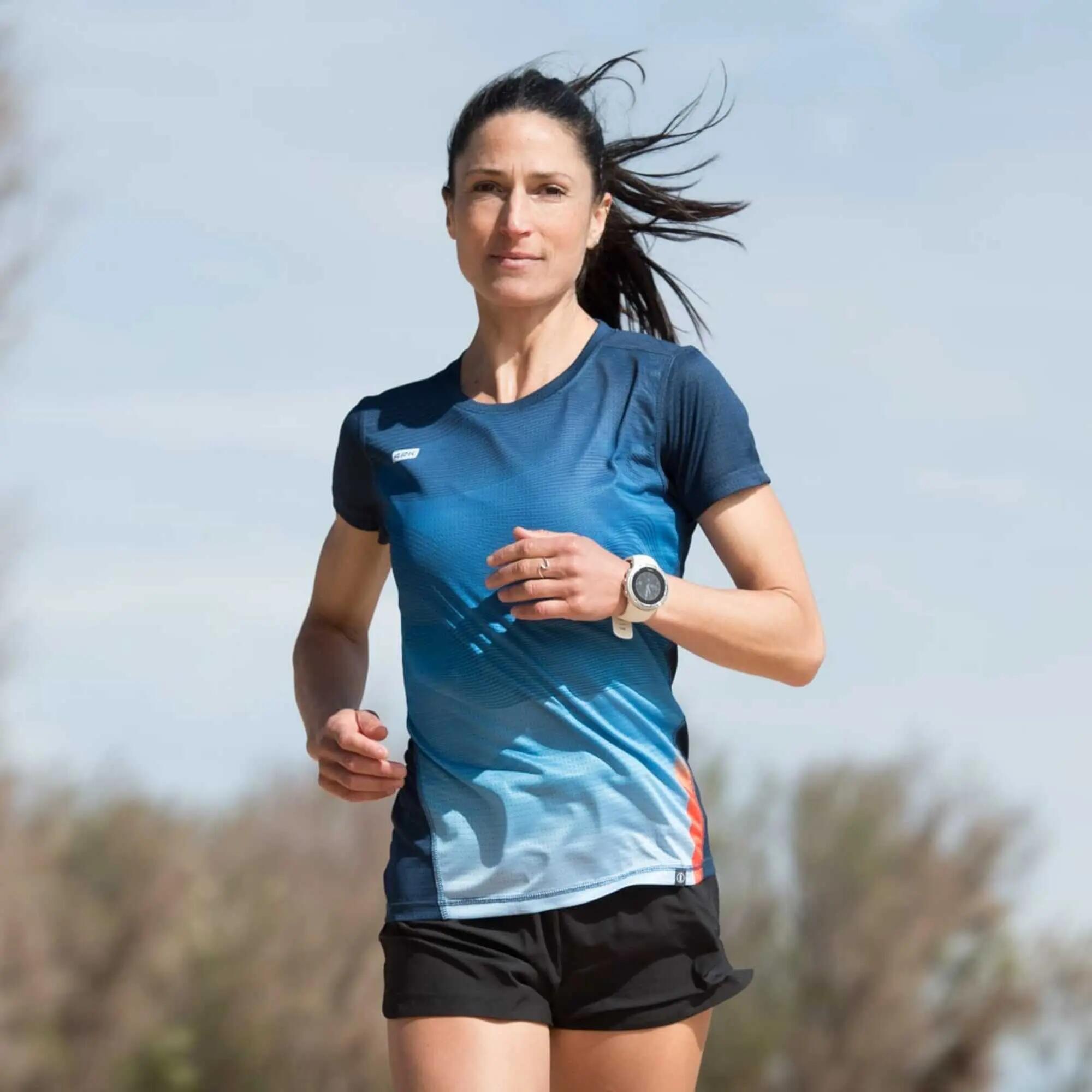 Camiseta manga corta running Mujer 42K Wave Ocean azul 3/6