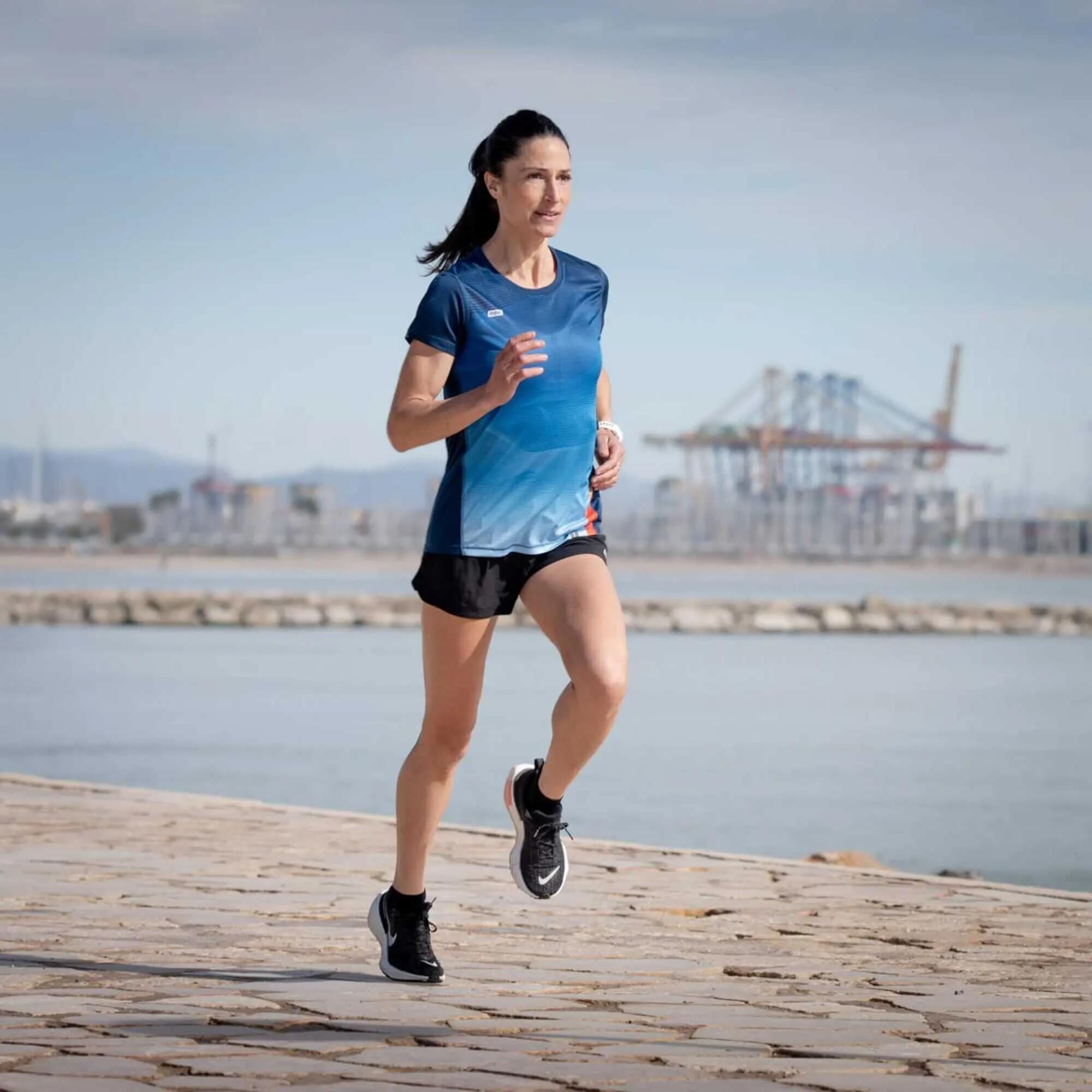 Camiseta manga corta running Mujer 42K Wave Ocean azul 6/6