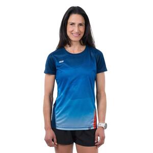 Camiseta manga corta running Mujer 42K Wave Ocean azul