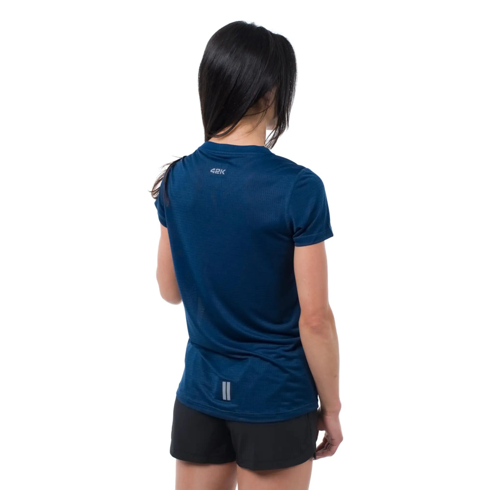 Camiseta manga corta running Mujer 42K Wave Ocean azul 2/6