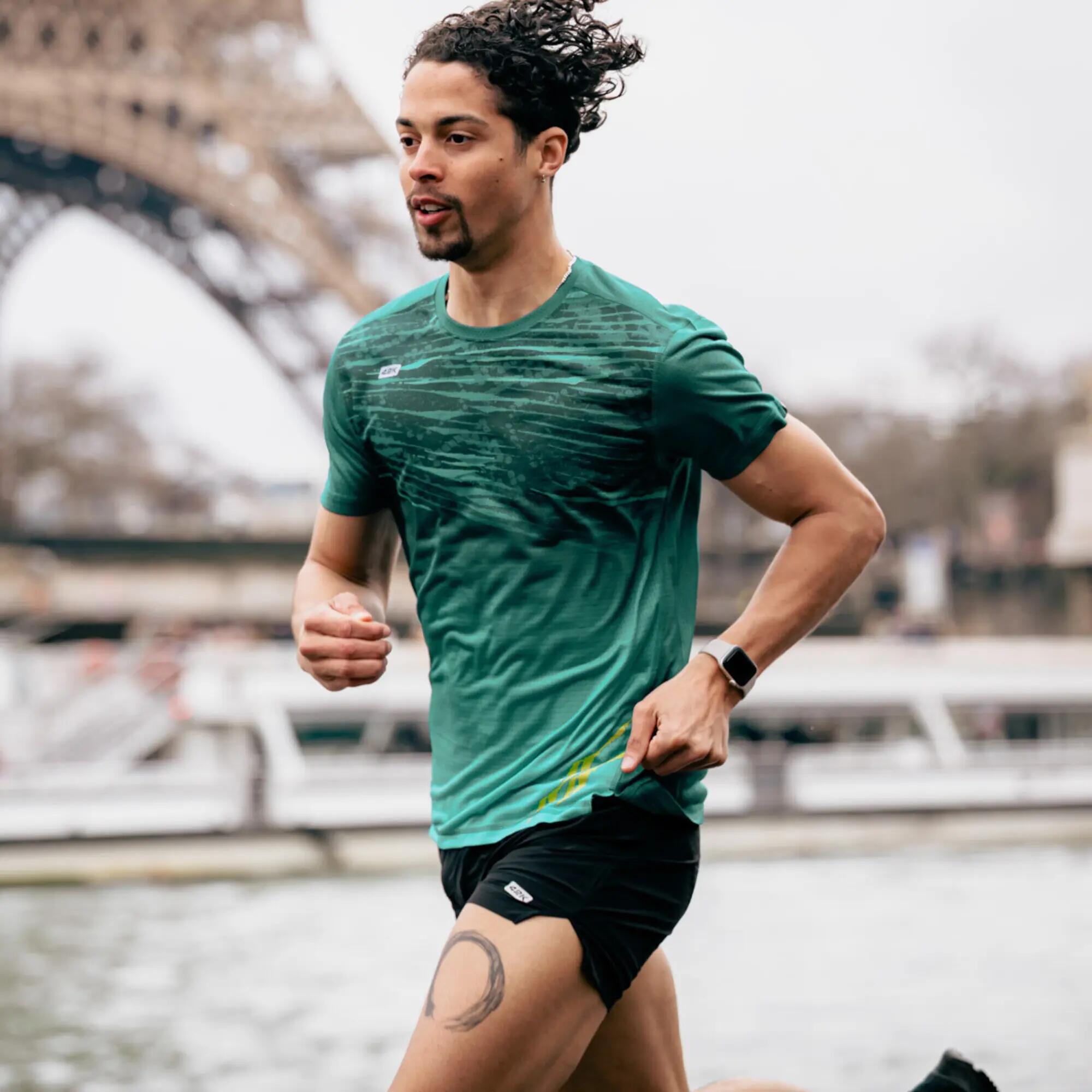 Camiseta manga corta running Hombre 42K Pangea America verde 3/7