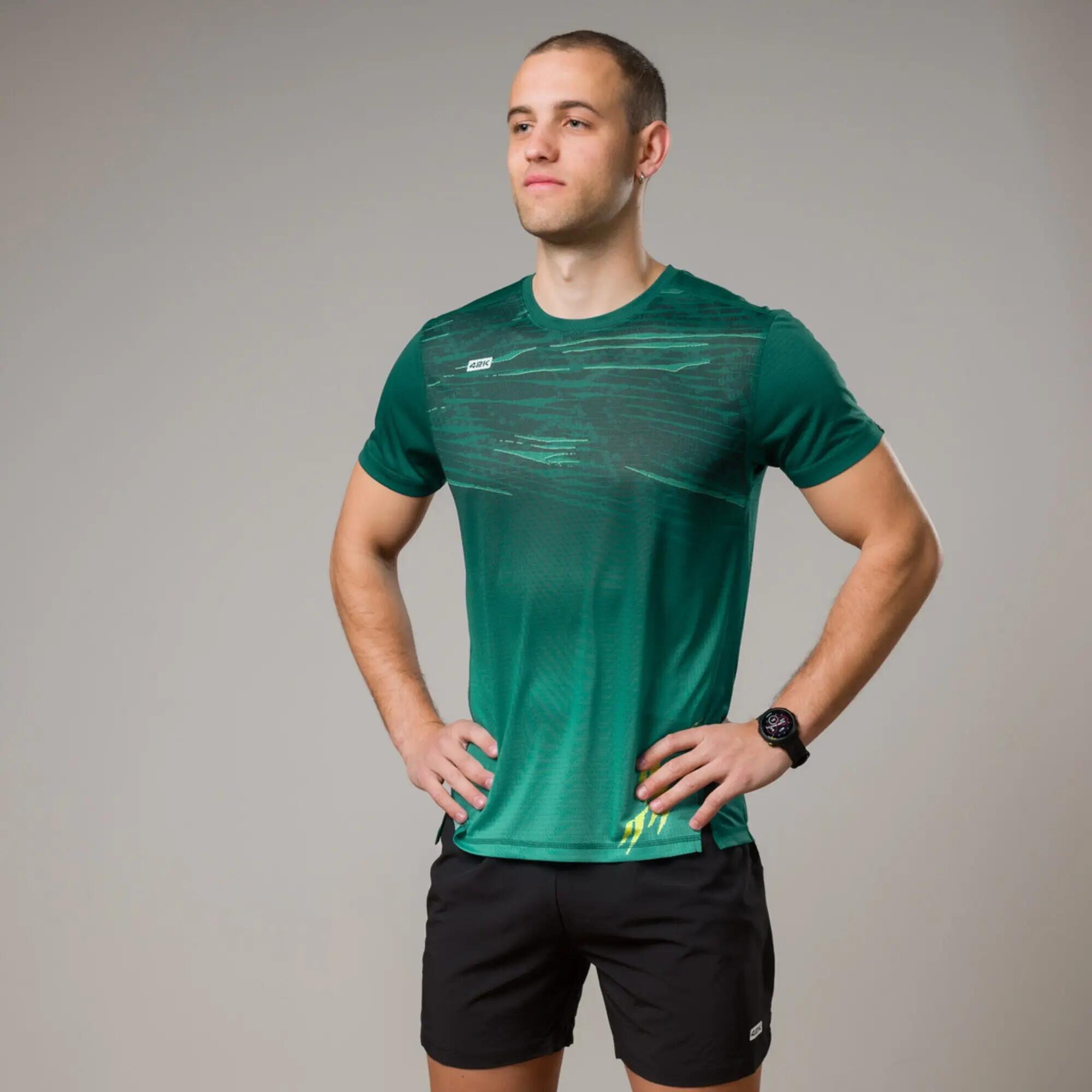Camiseta manga corta running Hombre 42K Pangea America verde 2/7