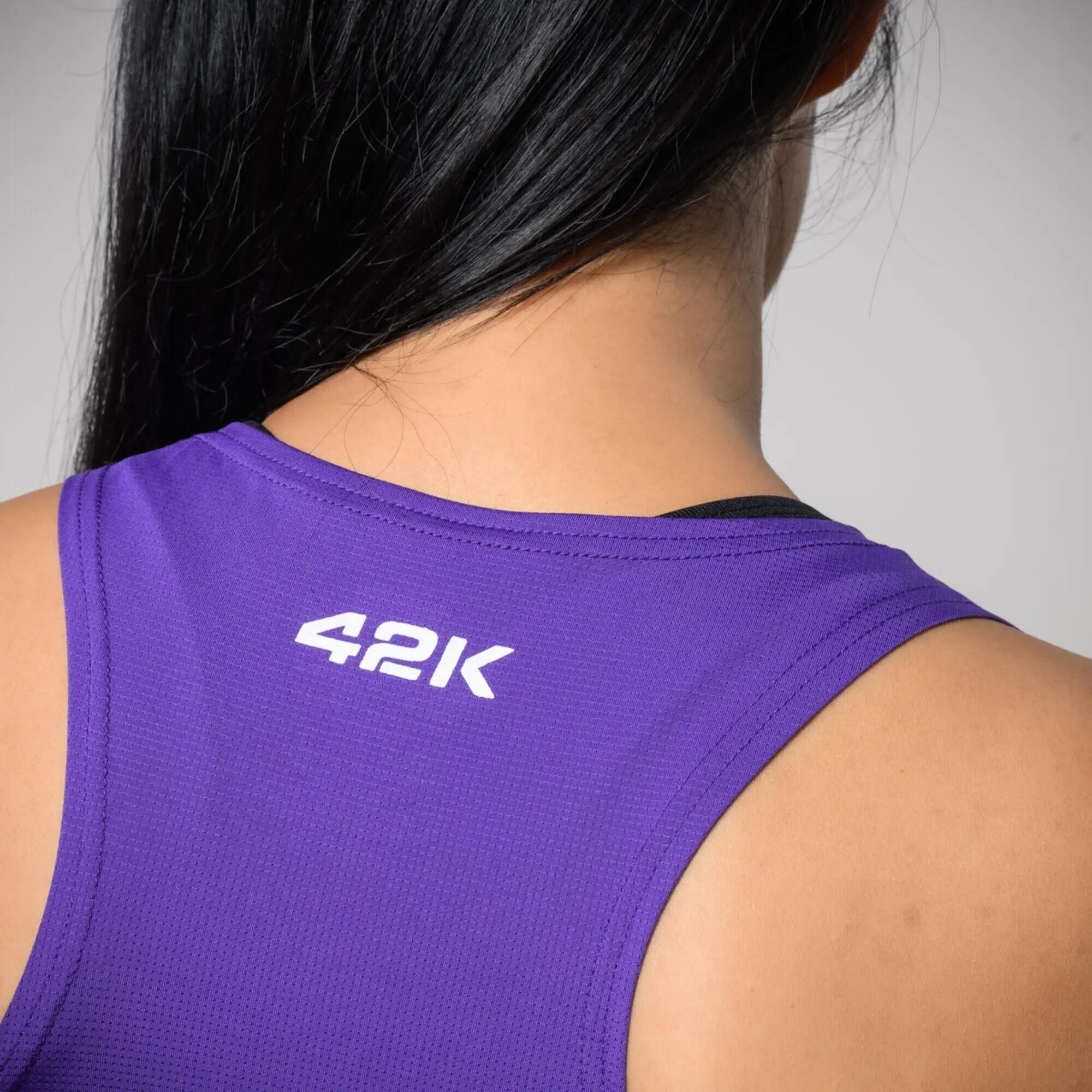Samarreta sense mànigues running dona 42K Tank Apex morat 3/8