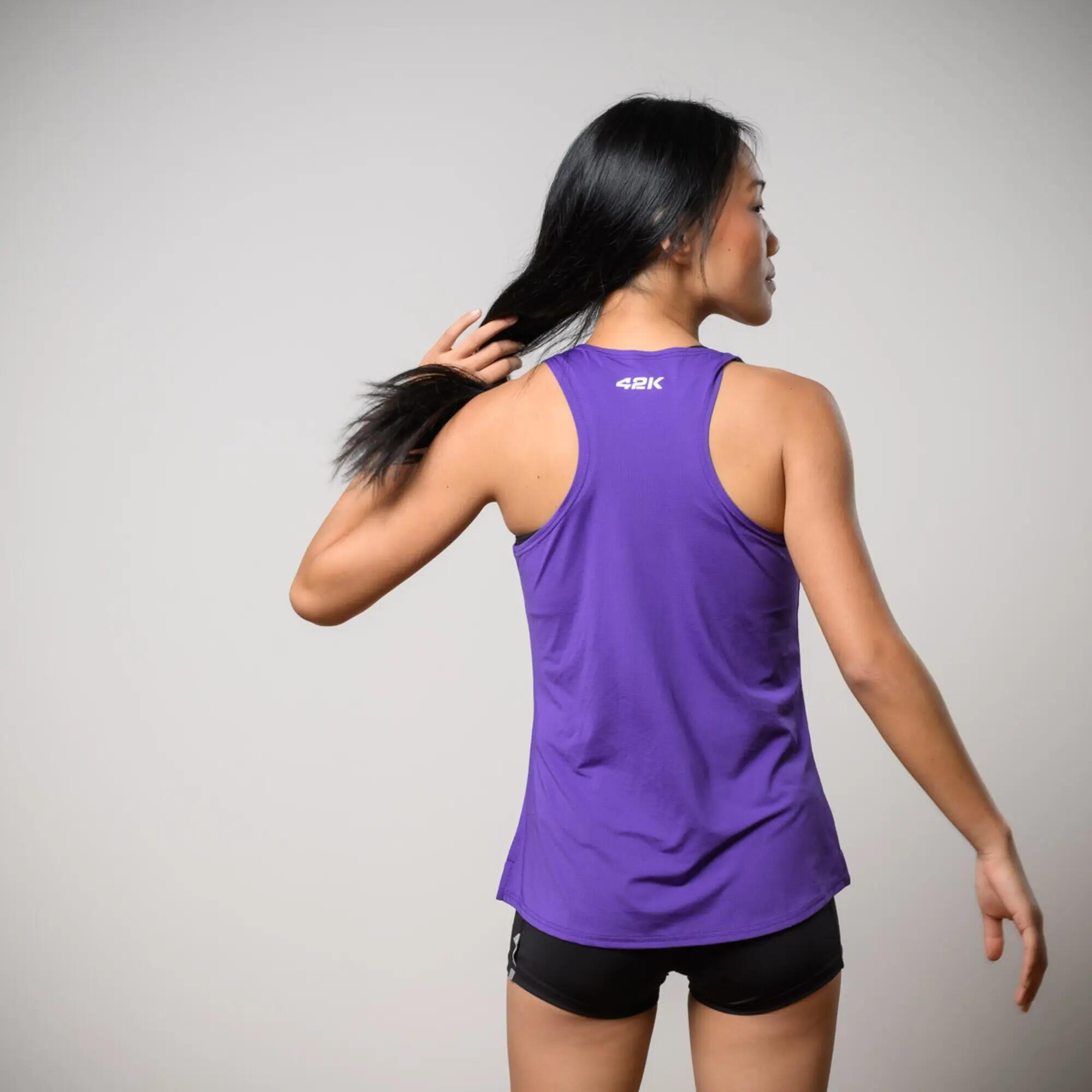Samarreta sense mànigues running dona 42K Tank Apex morat 2/8