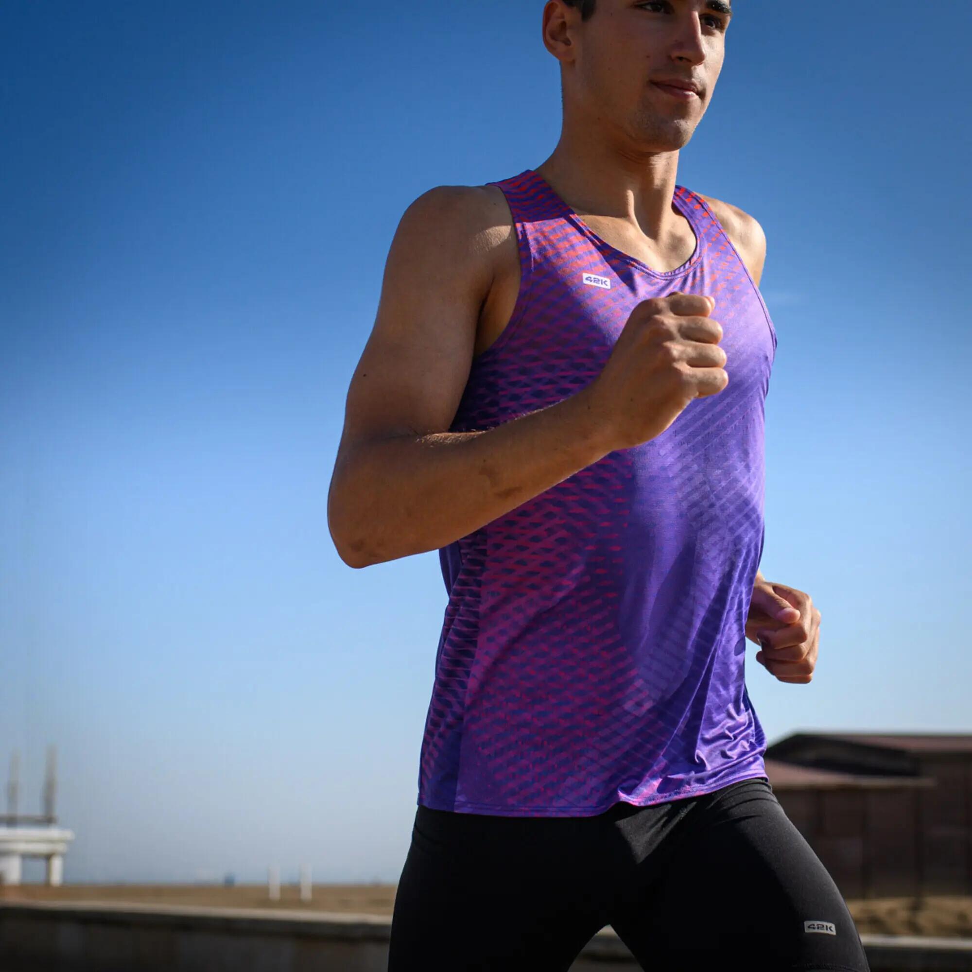 Camiseta sin mangas running Hombre 42K Tank Apex morado 8/8