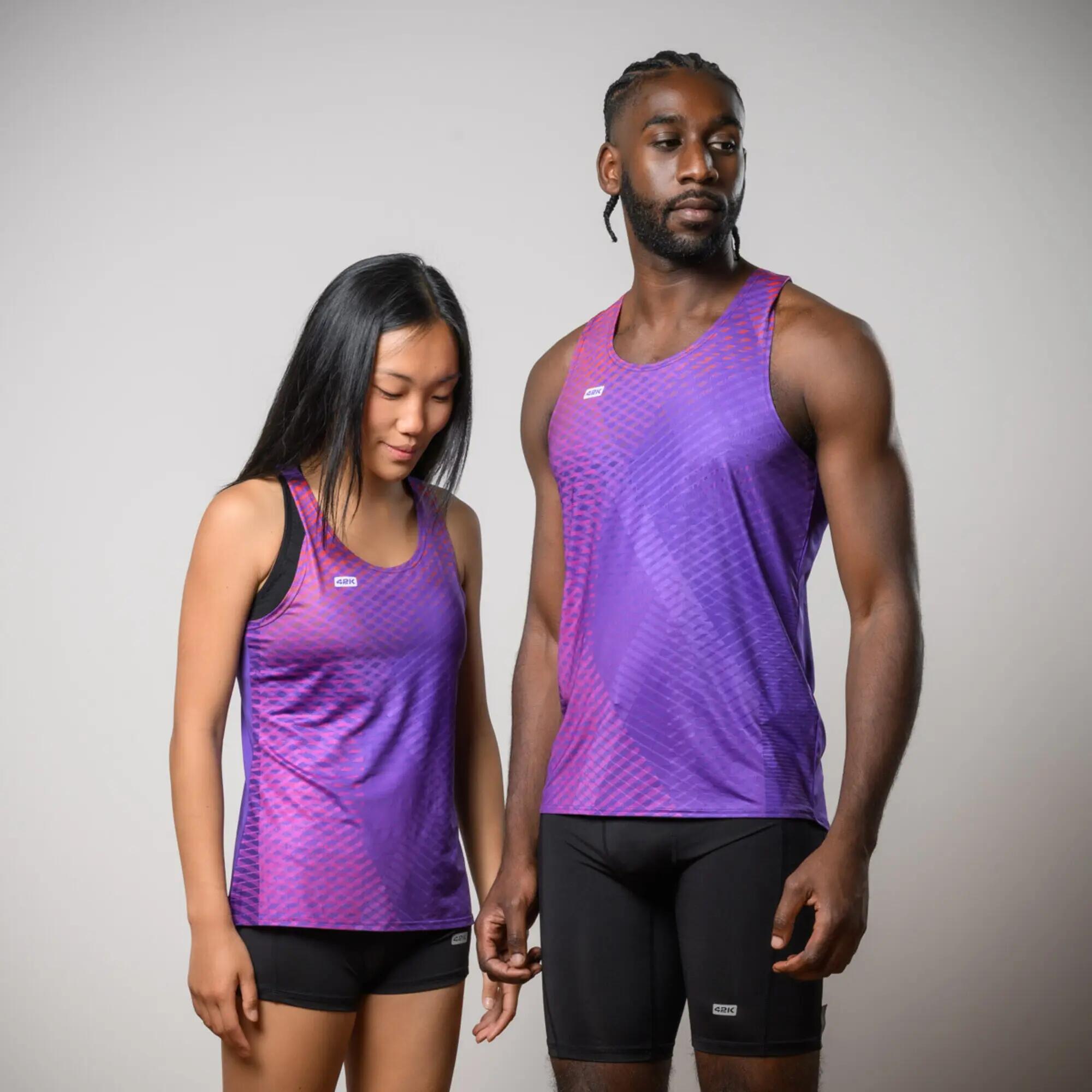 Camiseta sin mangas running Hombre 42K Tank Apex morado 3/8