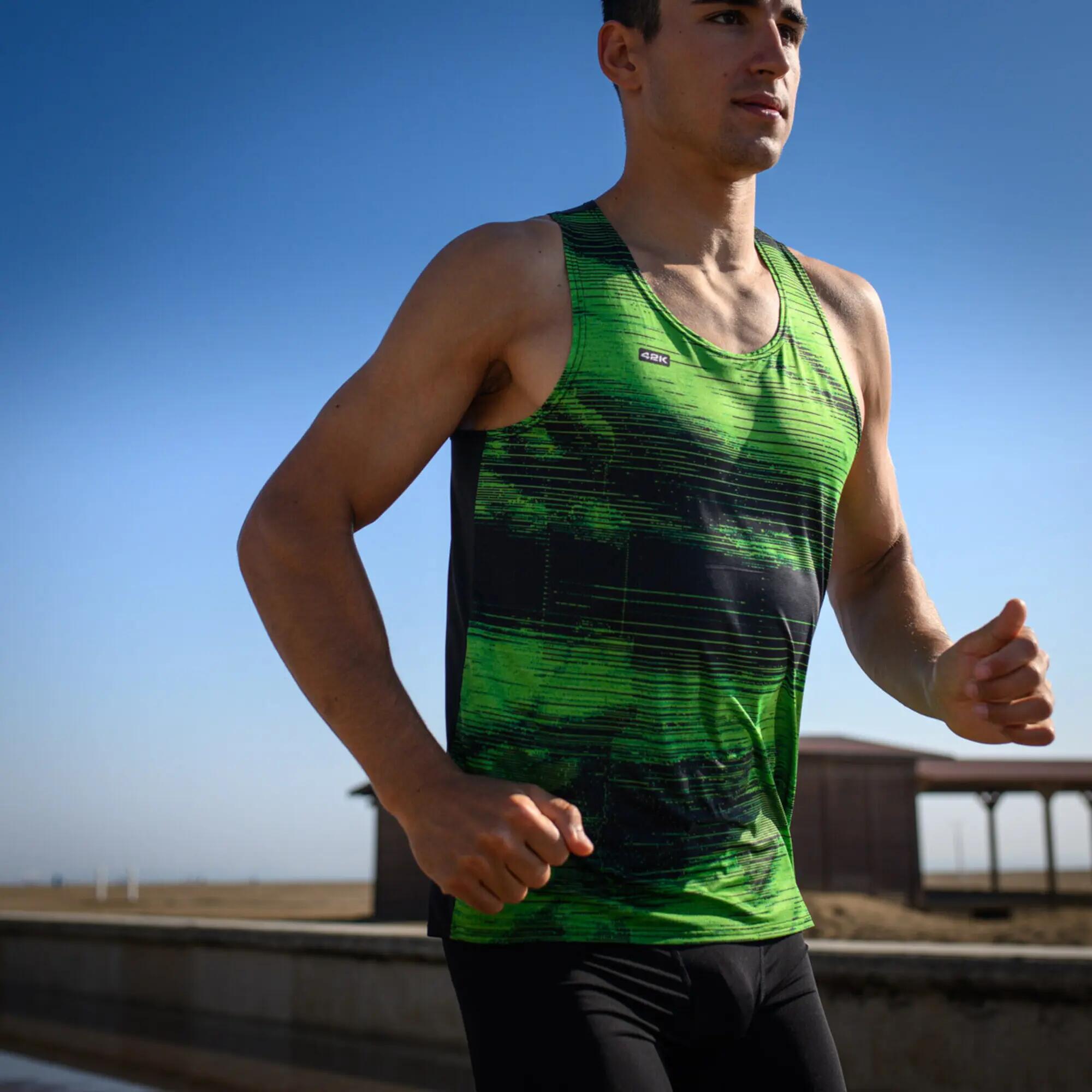 Camiseta sin mangas running Hombre 42K Tank Apex verde 5/8