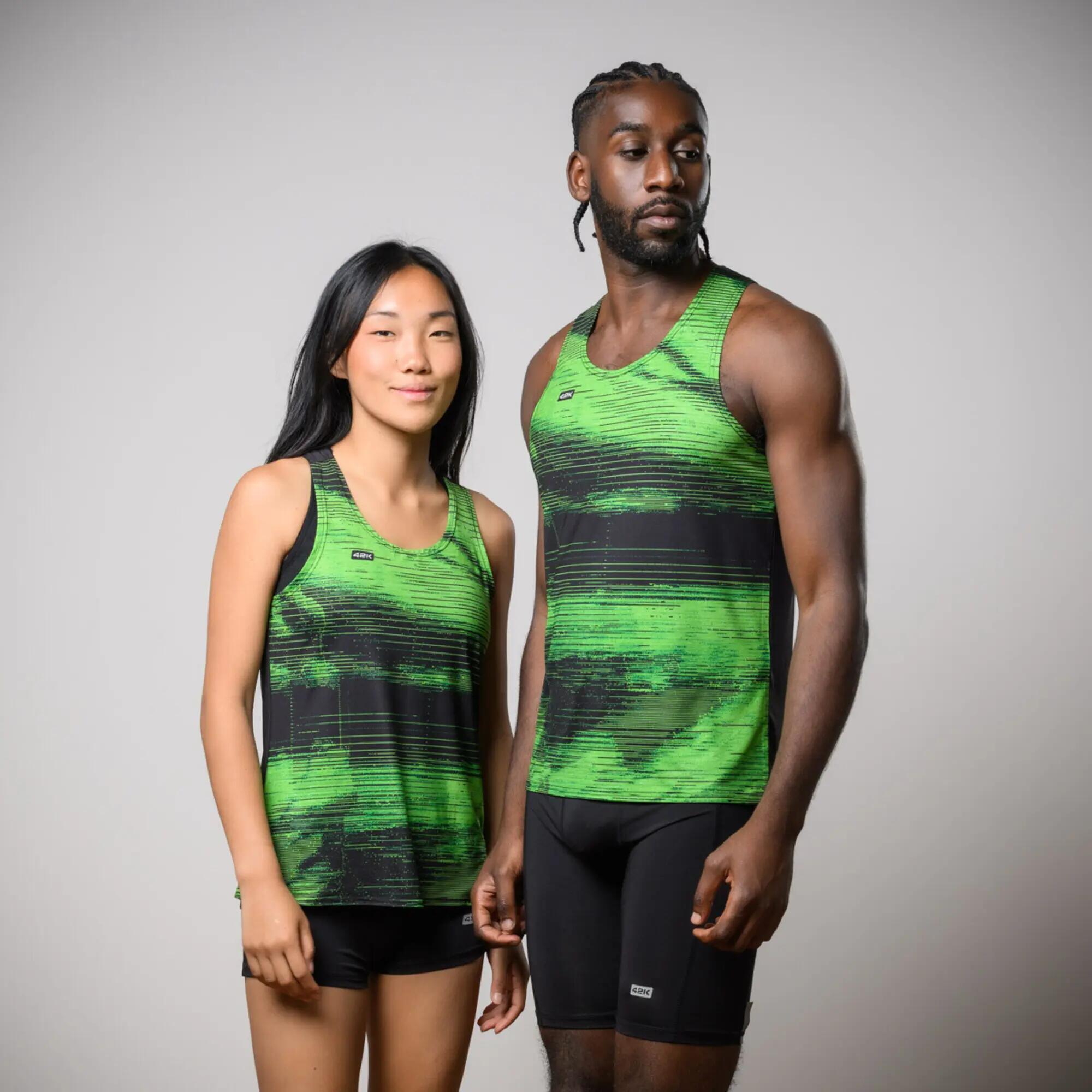 Camiseta sin mangas running Hombre 42K Tank Apex verde 3/8