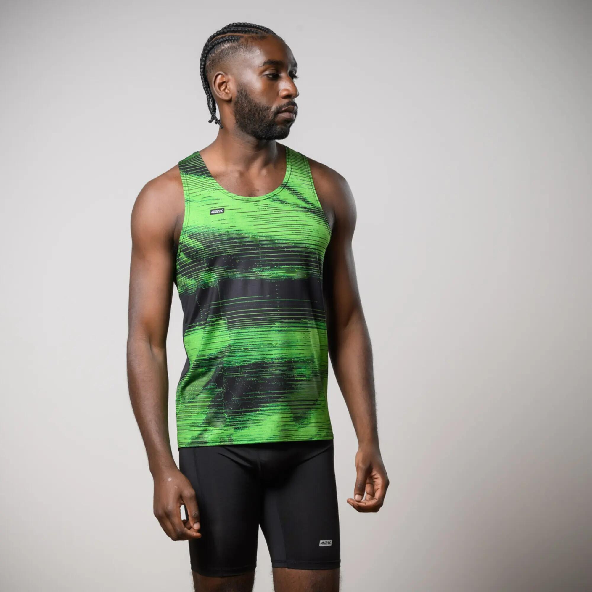 Camiseta sin mangas running Hombre 42K Tank Apex verde 2/8