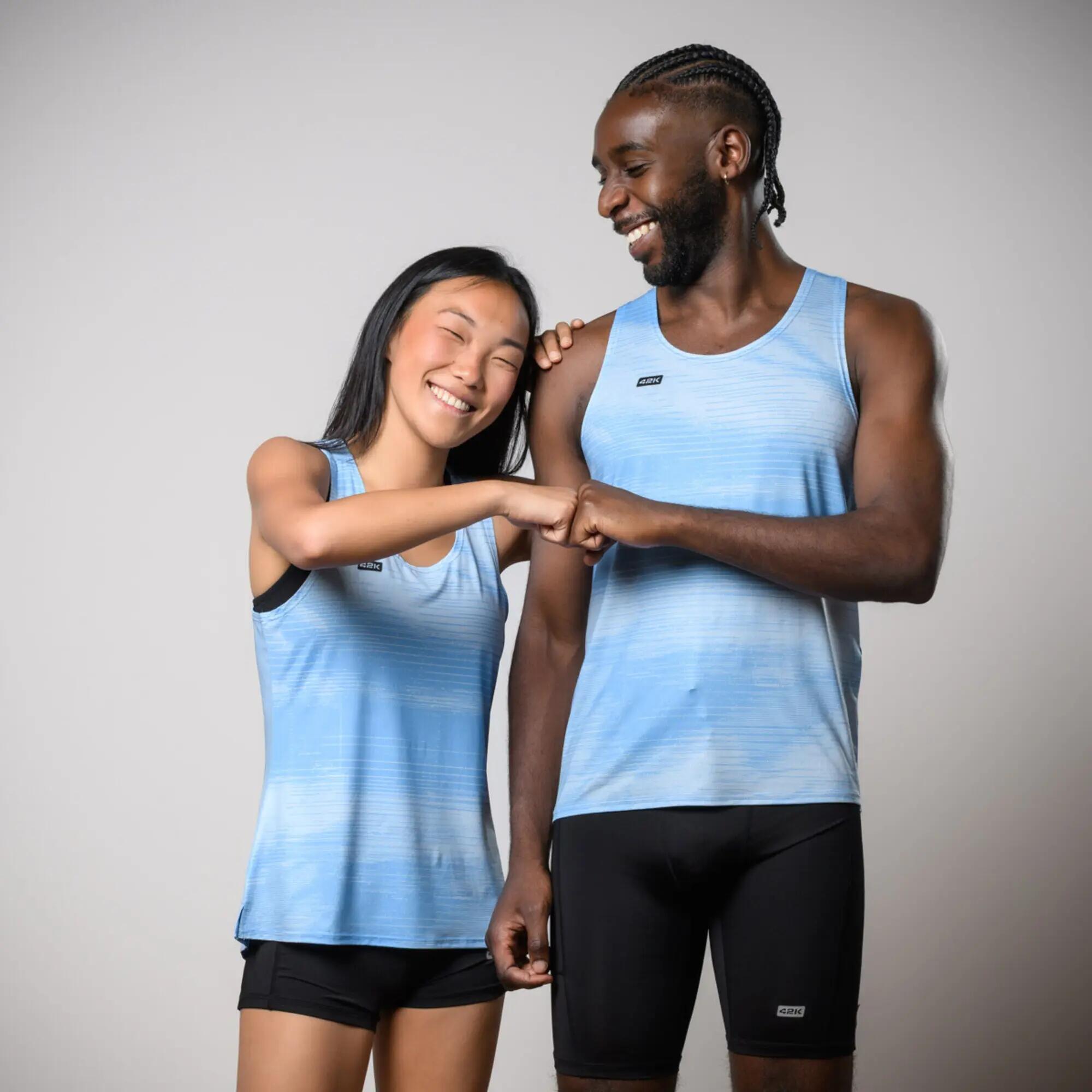 Camiseta sin mangas running Mujer 42K Tank Apex azul claro 3/8