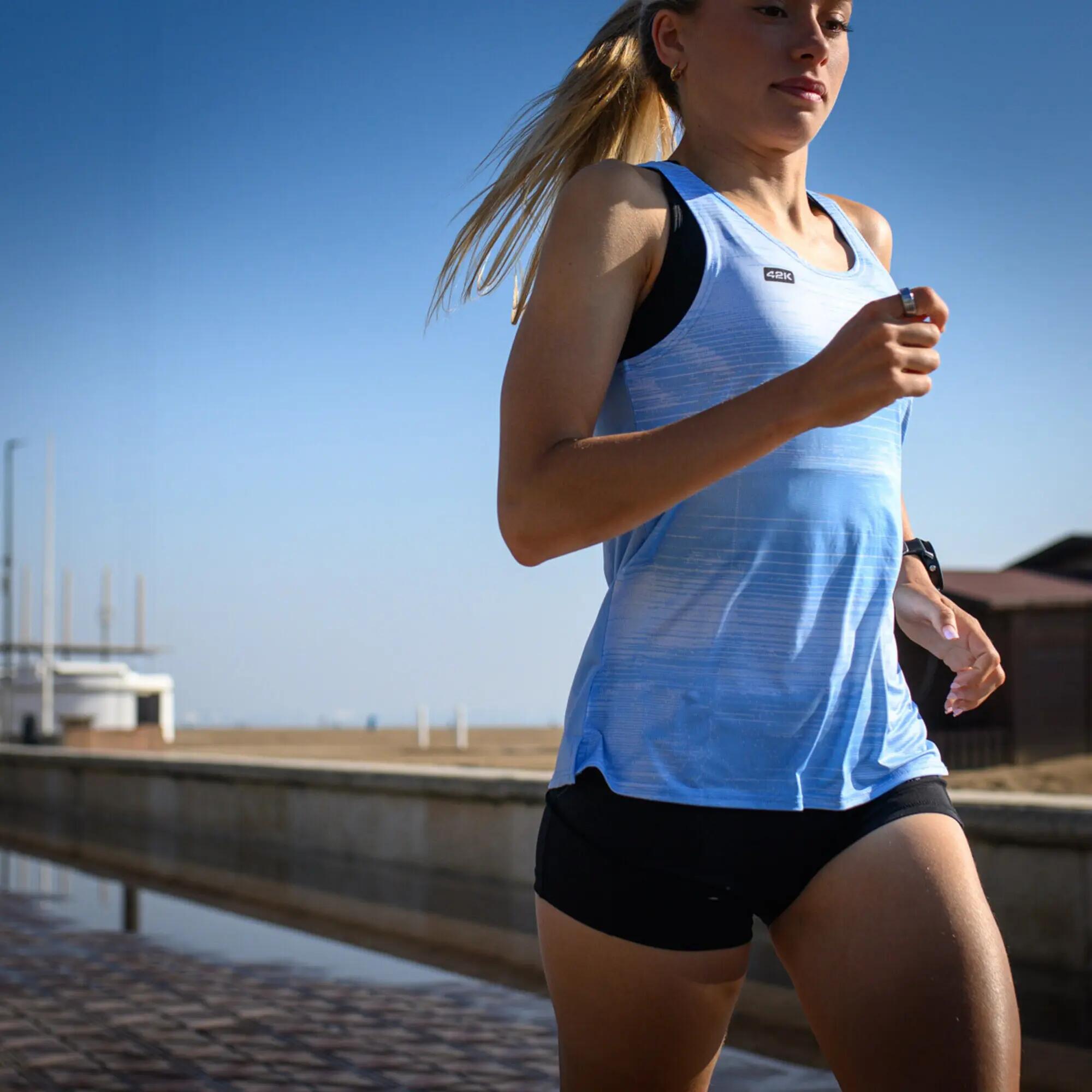 Camiseta sin mangas running Mujer 42K Tank Apex azul claro 8/8