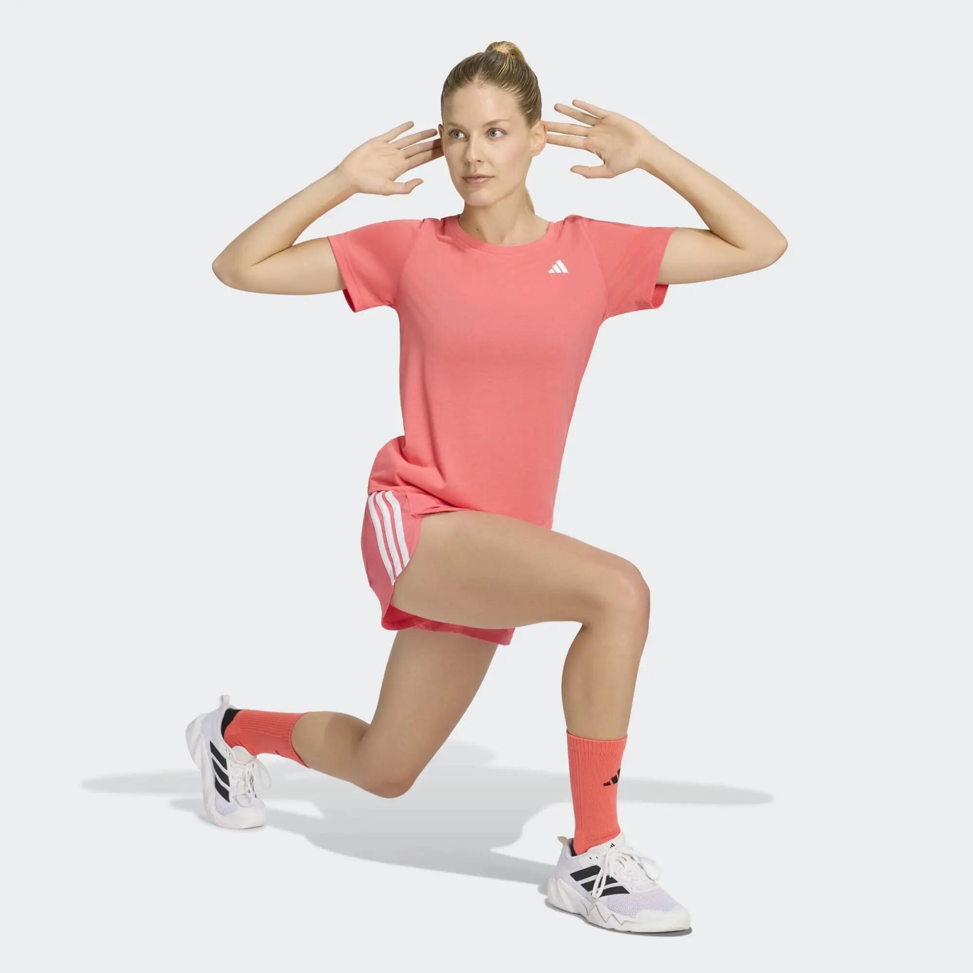 Pantaloneta corta cintura alta tejida para Mujer Adidas Pacer - Rosado 5/7