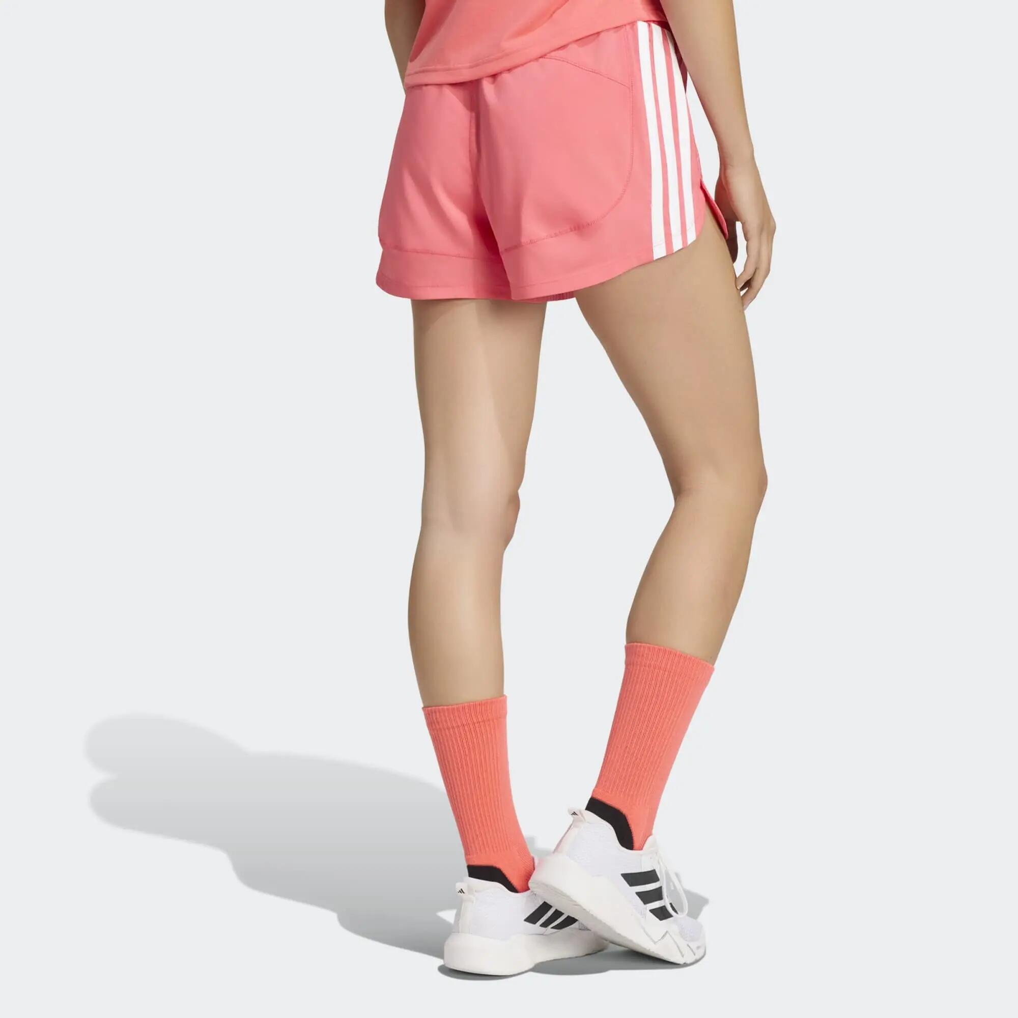 Pantaloneta corta cintura alta tejida para Mujer Adidas Pacer - Rosado 3/7