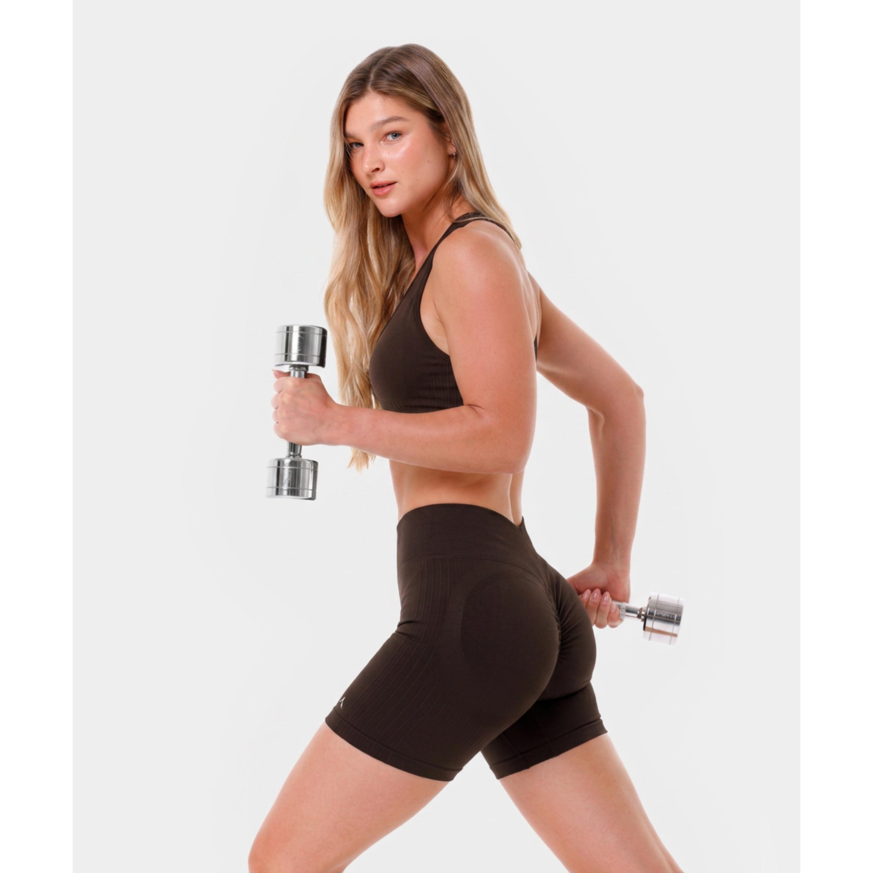 Szorty bezszwowe push-up Carpatree Élite brązowe 5/7