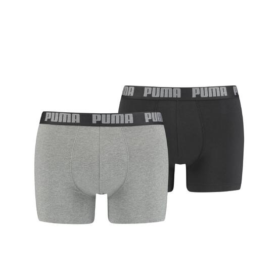 LOT DE 2 BOXERS SPORT PUMA NOIR ET GRIS EN COTON RESPIRANT