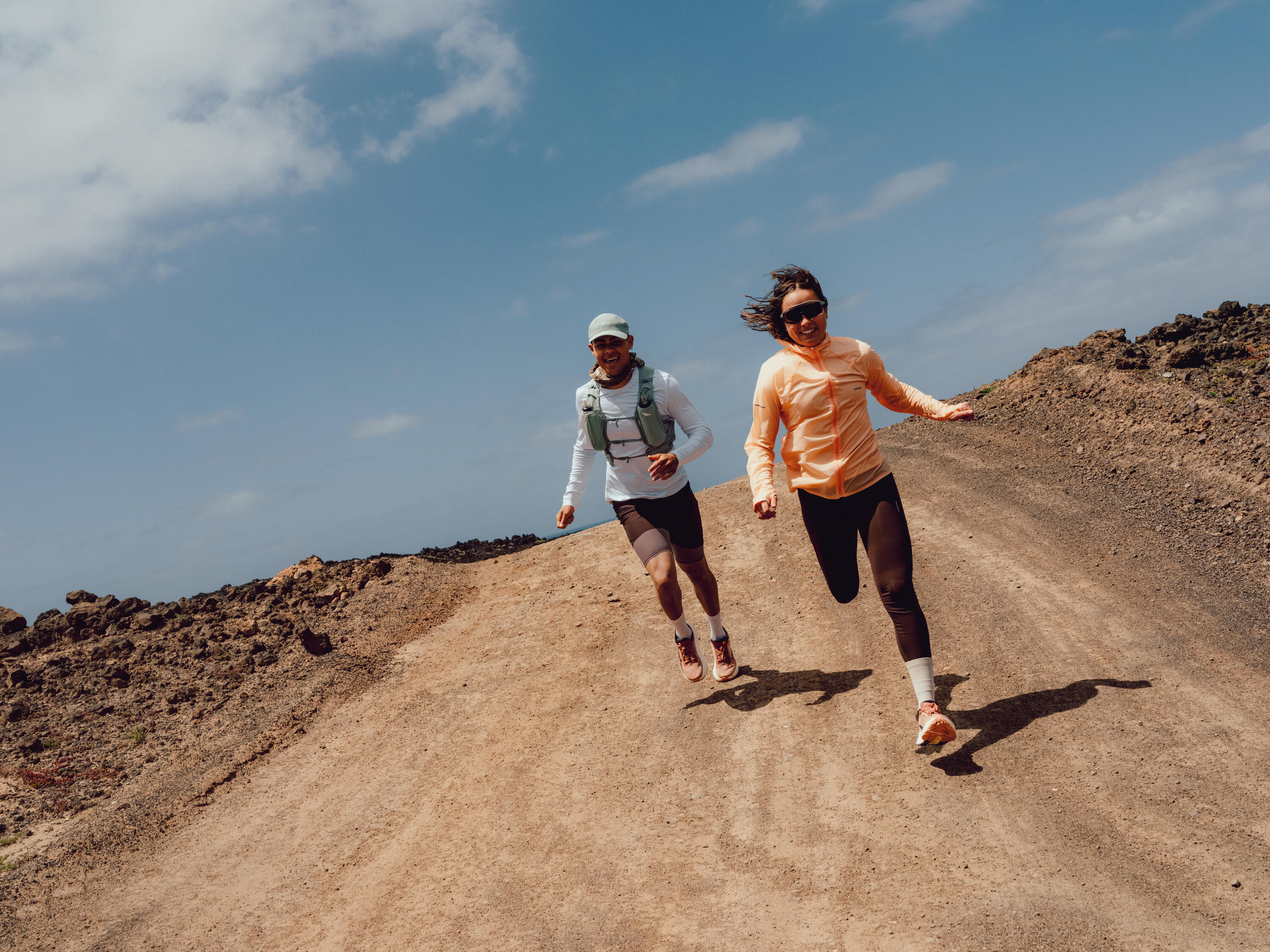 Chaussures de running route et chemin femme, Kiprun Kipride gravel beige orange 13/15