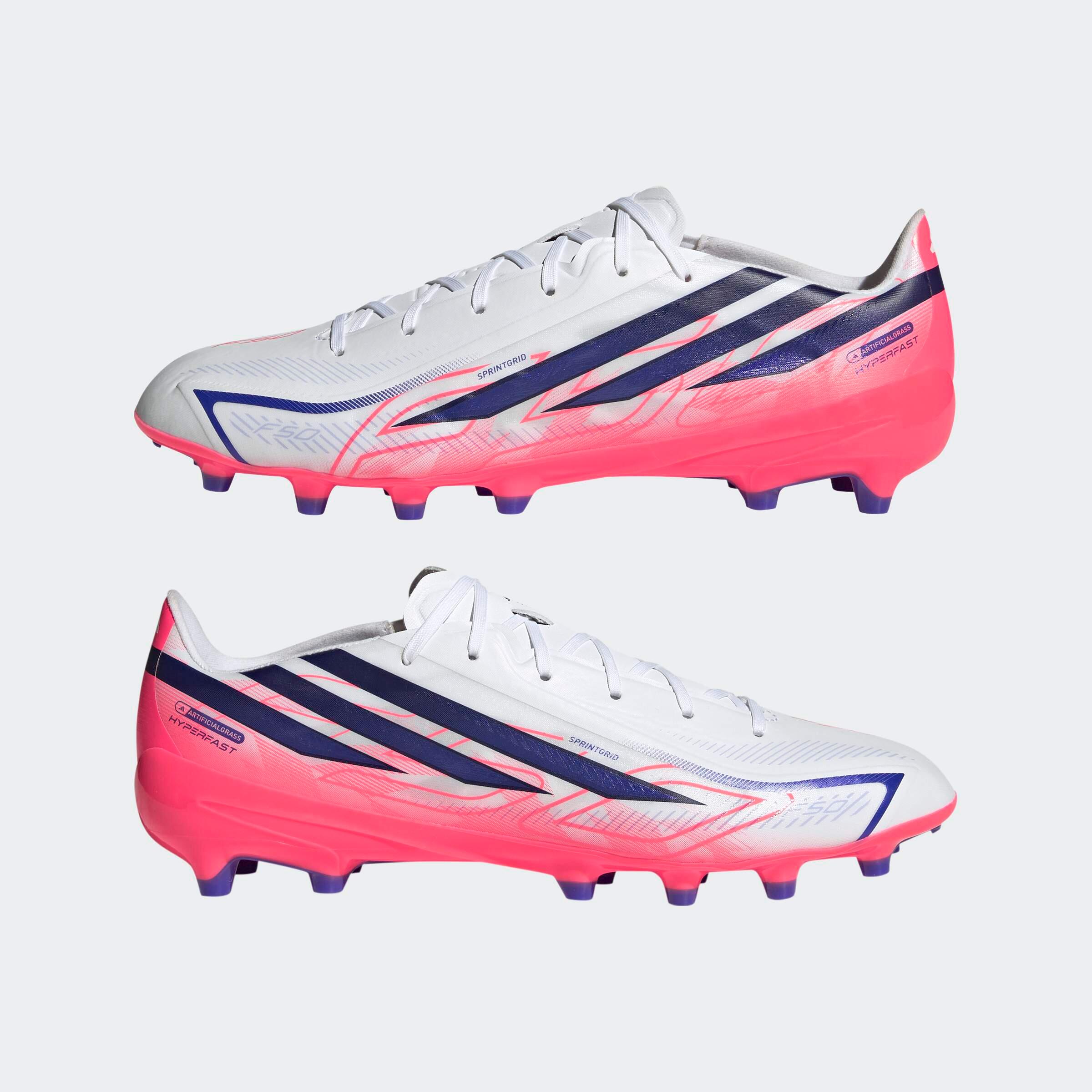 Chuteiras de Futebol Adulto F50 Hyperfast League AG Branco/Violeta 9/10