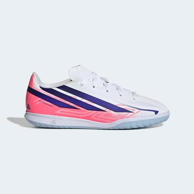 Zaalvoetbalschoenen f50 voor kinderen wit/paars
