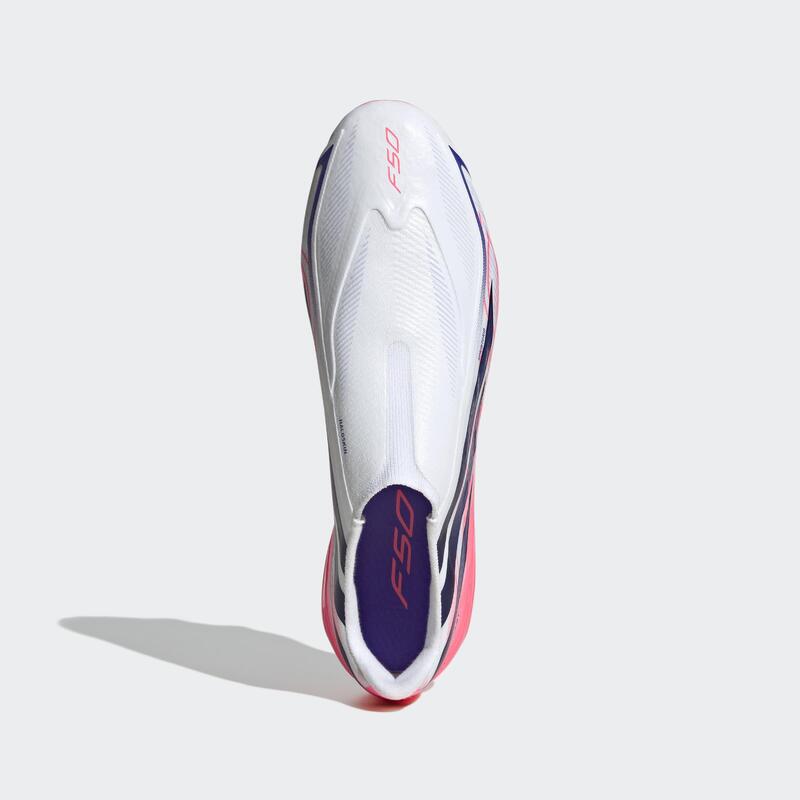 Încălțăminte adidas F50 Hyperfast League fără șireturi FG/MG alb mov Adulți