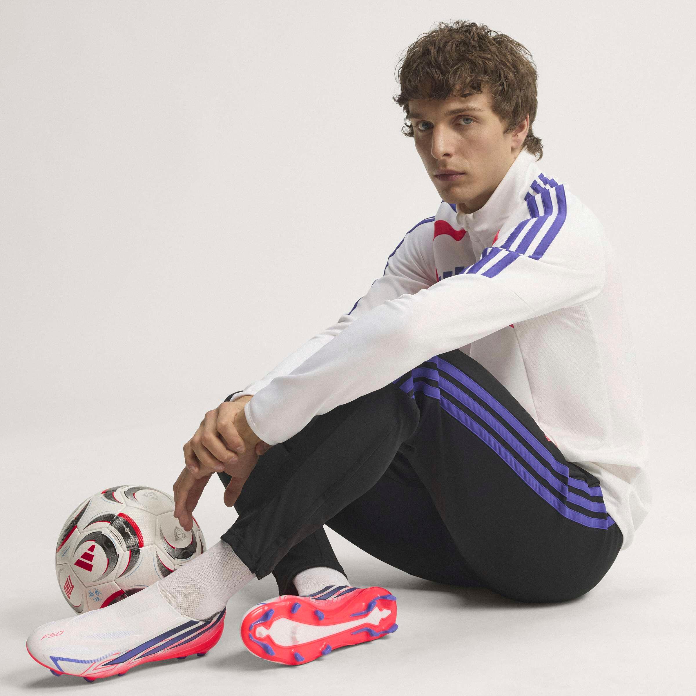 Voetbalschoenen F50 Hyperfast League zonder veters FG/MG wit/paars 6/10