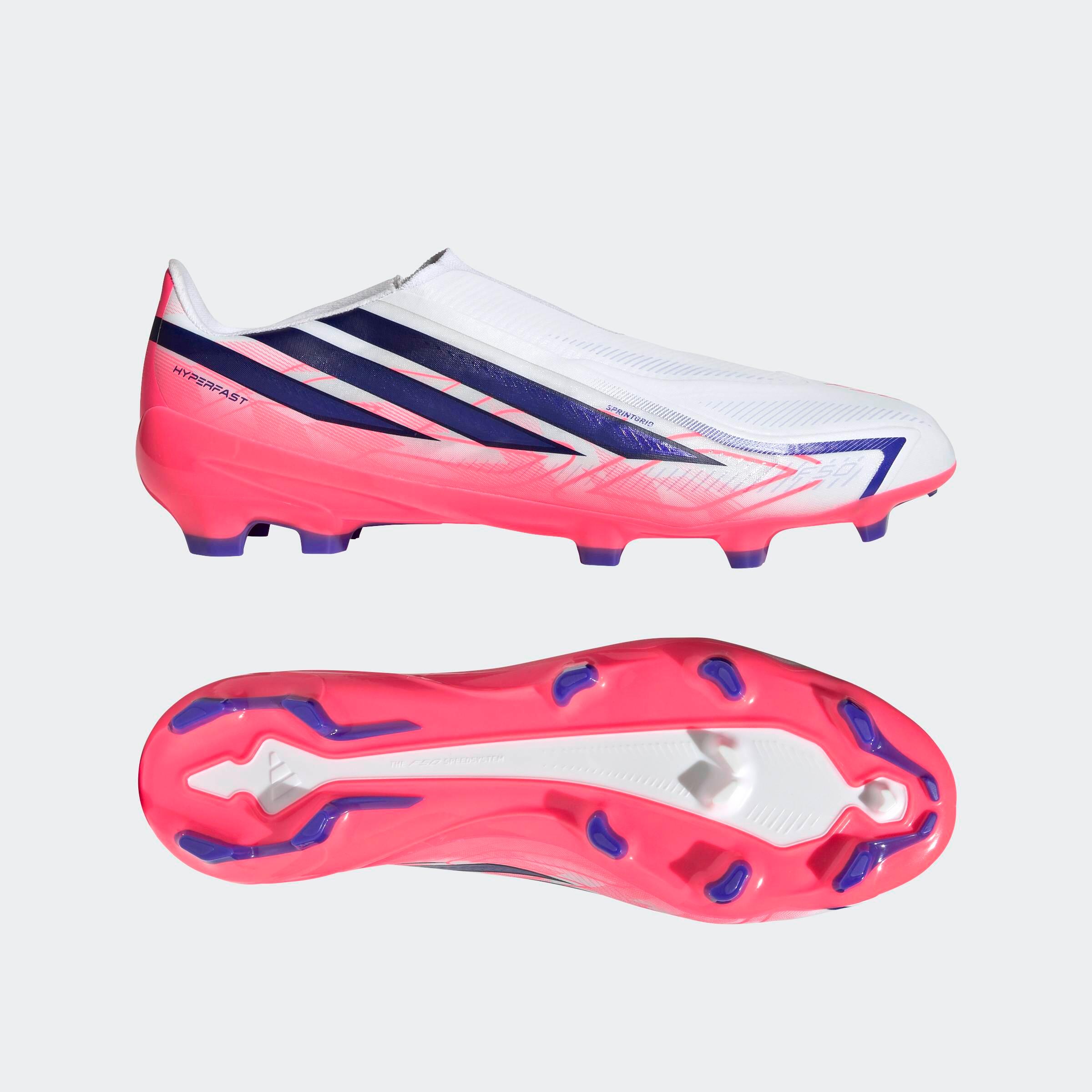 Voetbalschoenen F50 Hyperfast League zonder veters FG/MG wit/paars 3/10