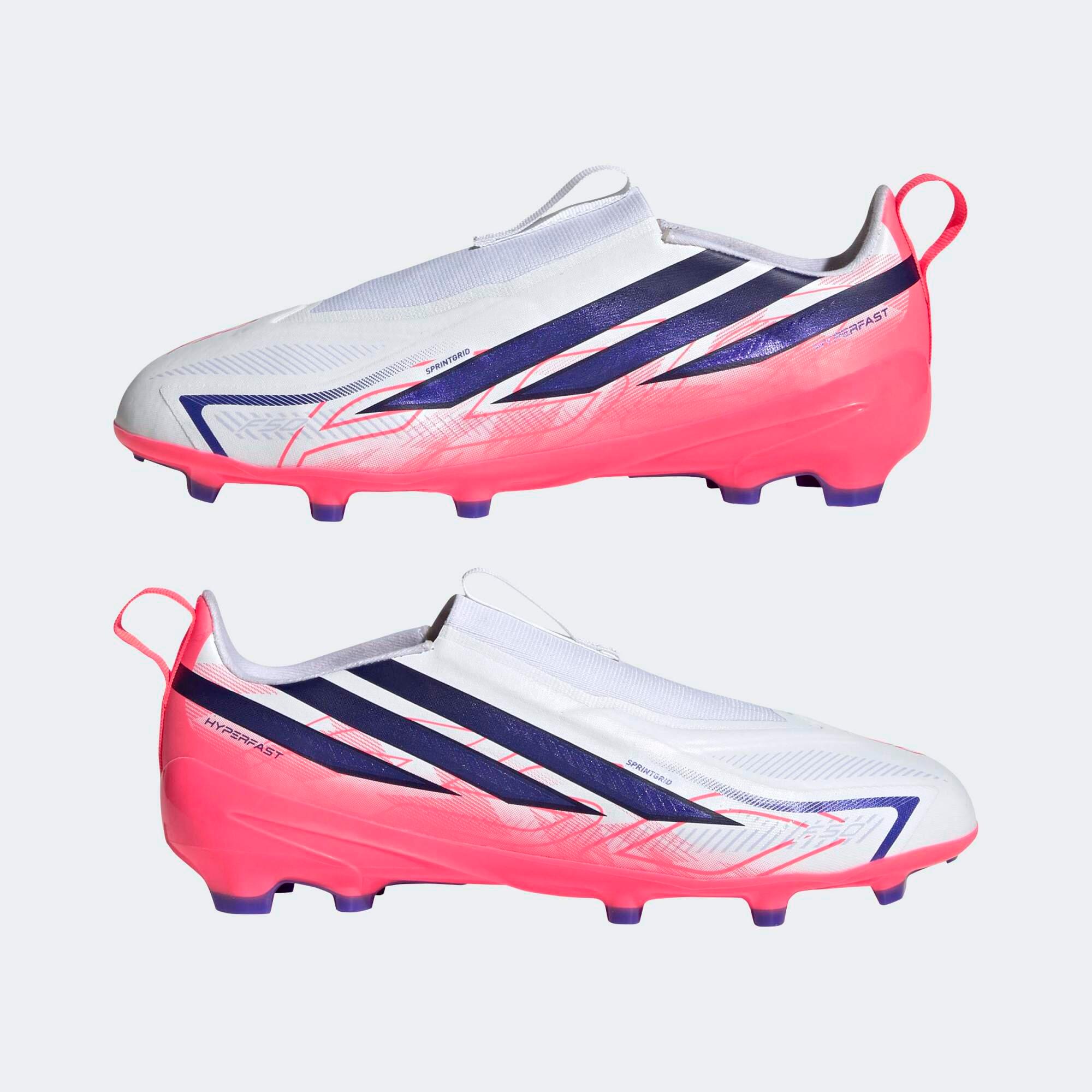 adidas F50 Hyperfast League sans lacets FG/MG chaussure Enfant Blanc/Violet 9/9
