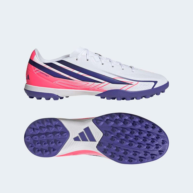 Ghete de fotbal adidas F50 Club gazon pentru adulți, Alb