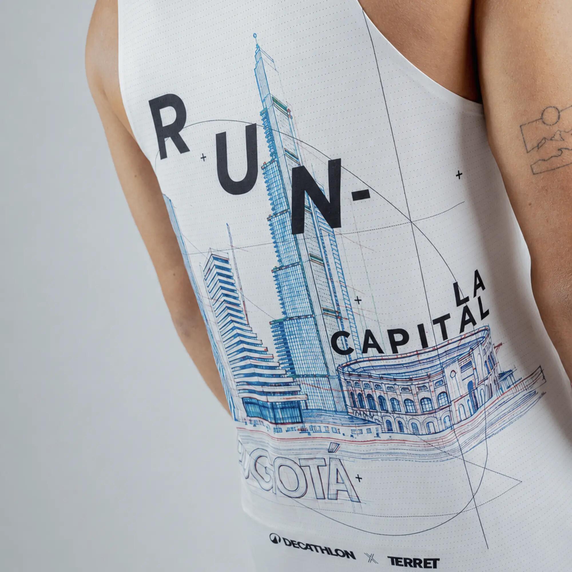Camiseta de running sin costuras para Hombre Terret Run la capital - Blanco 4/4