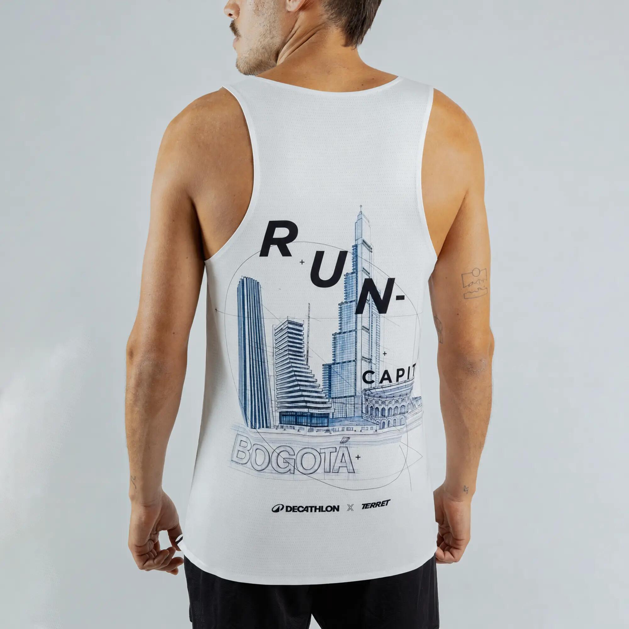 Camiseta de running sin costuras para Hombre Terret Run la capital - Blanco 3/4