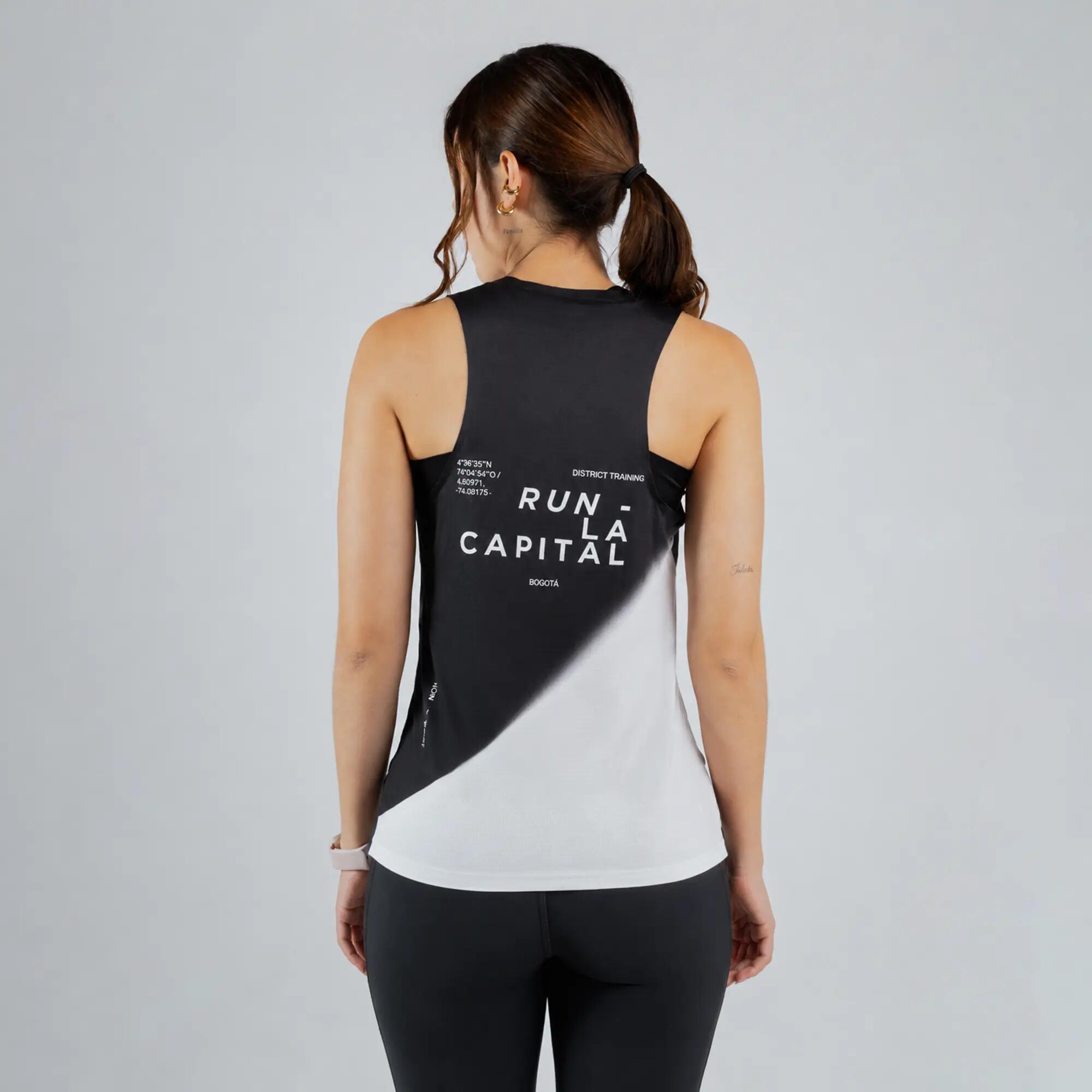 Camiseta de running sin costuras para Mujer Terret Run la capital - Negro 2/6