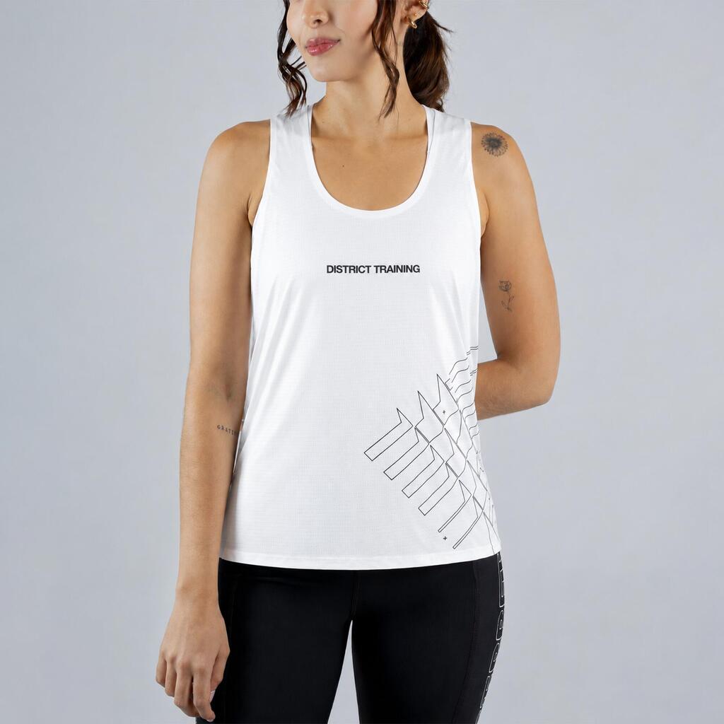Camiseta de running sin mangas ni costuras mujer Terret Run La Capital, blanco