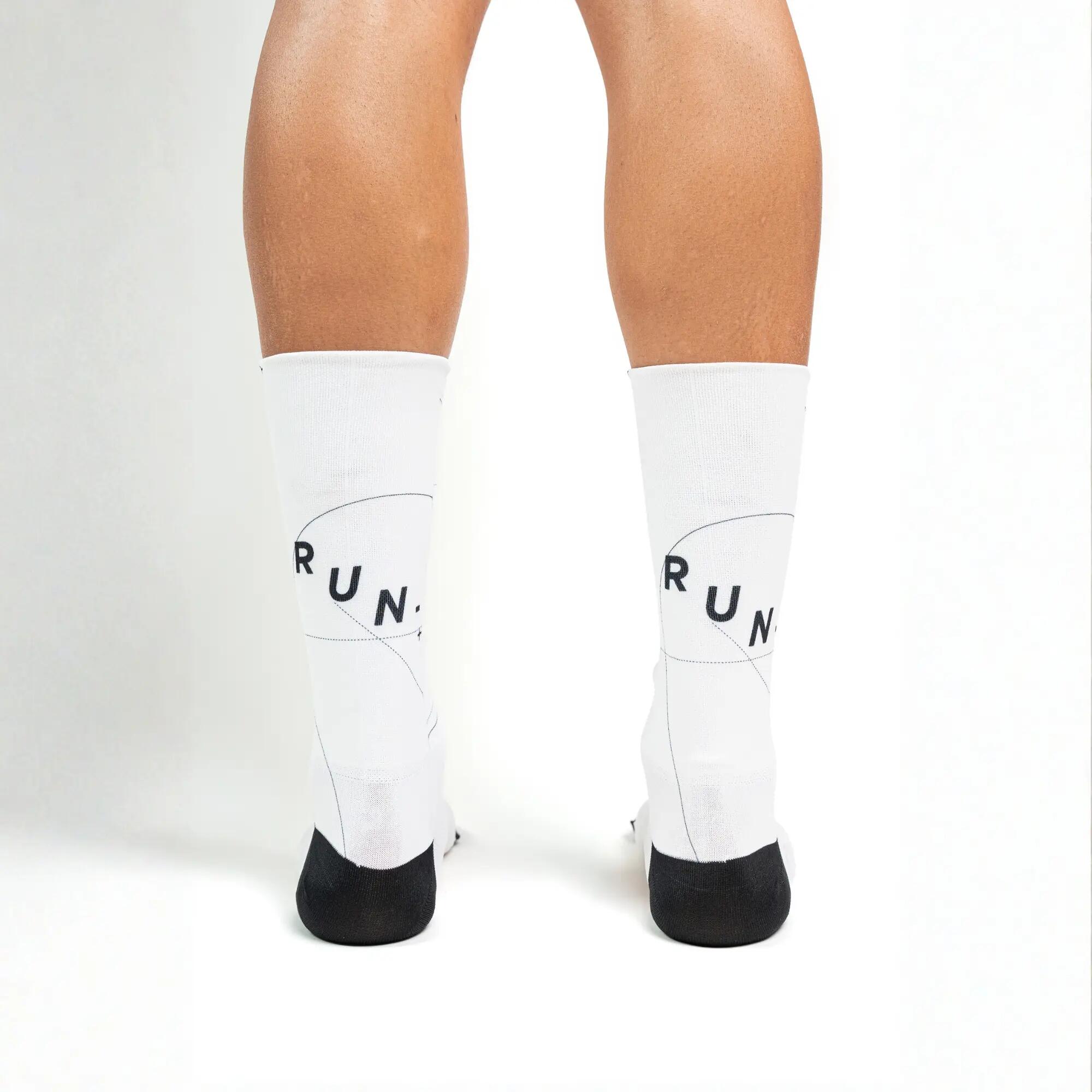 Medias de running con compresión Unisex Terret la capital Run - Blanco 4/4