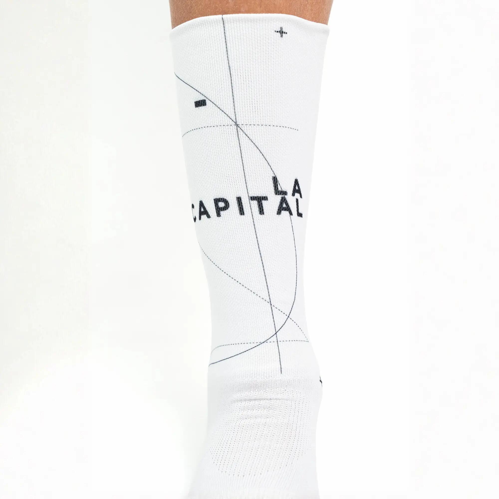Medias de running con compresión Unisex Terret la capital Run - Blanco 3/4