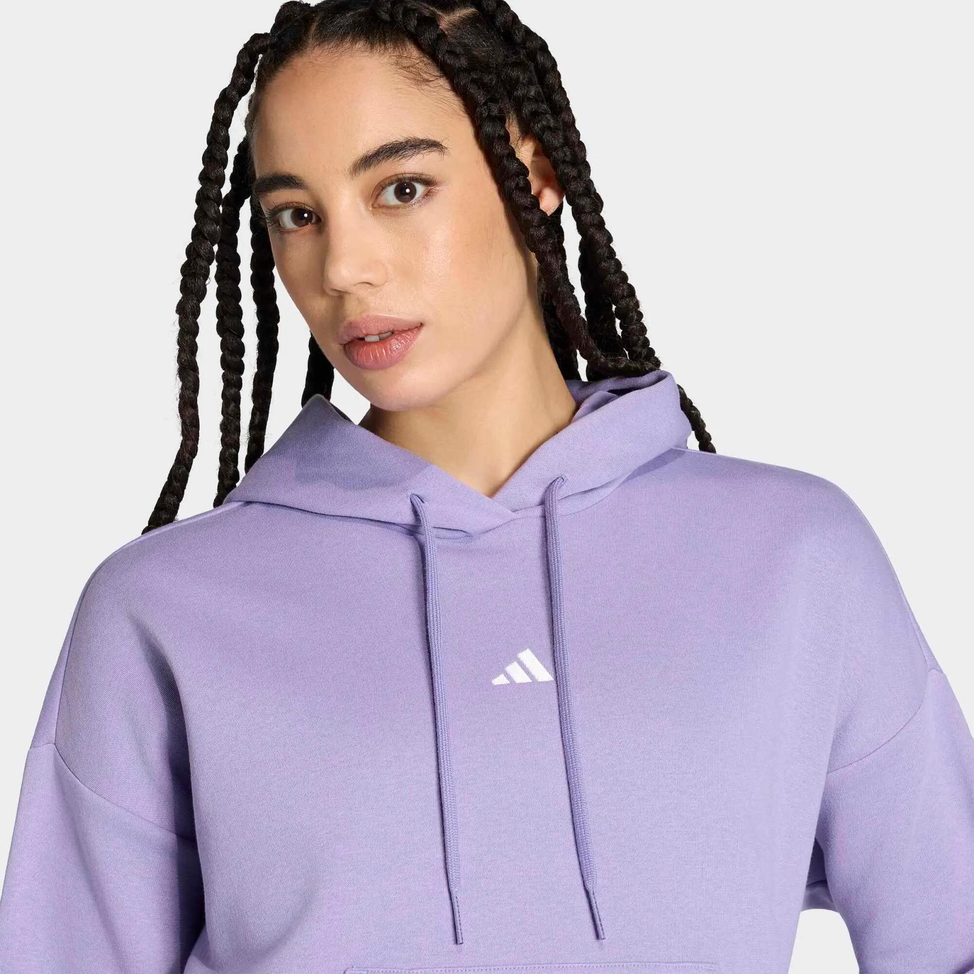 Buzo Capucha ADIDAS Essentials Feels Mujer Tela Polar Morado  5/6