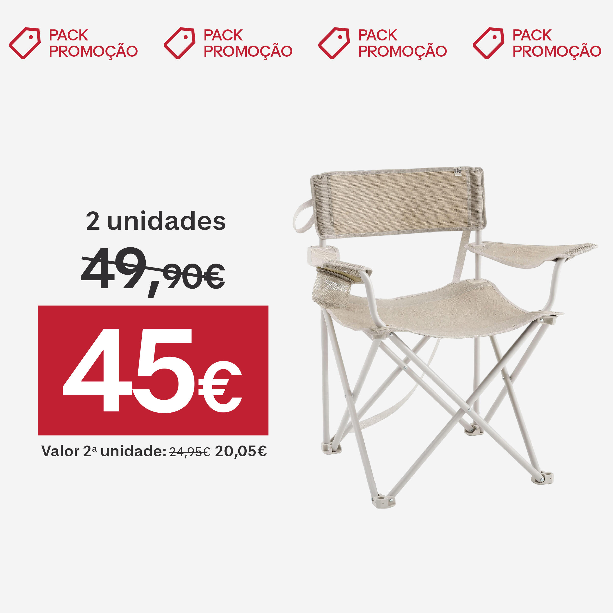 Cadeira grande de campismo confortável, dobrável e com apoios de braços 2/9