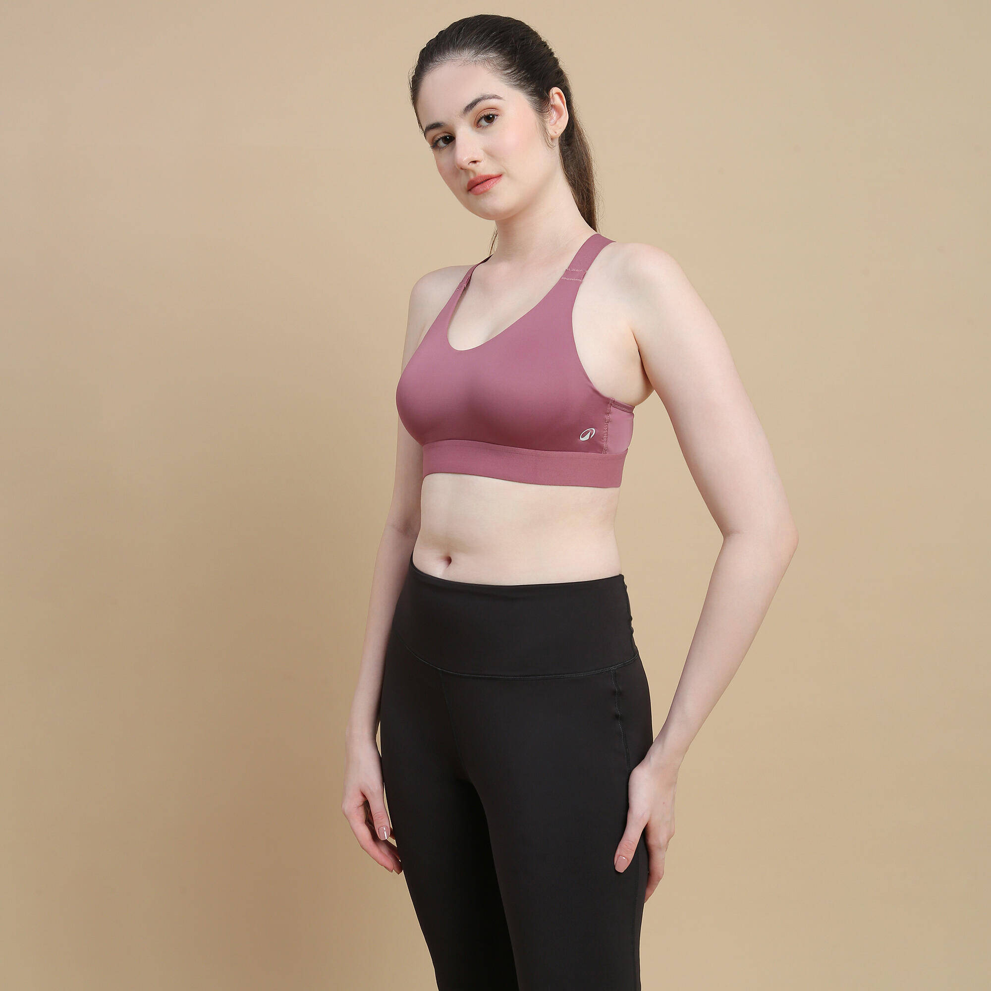 Women's High Support Adjustable Sports Bra with Cups - Dark Red -  2