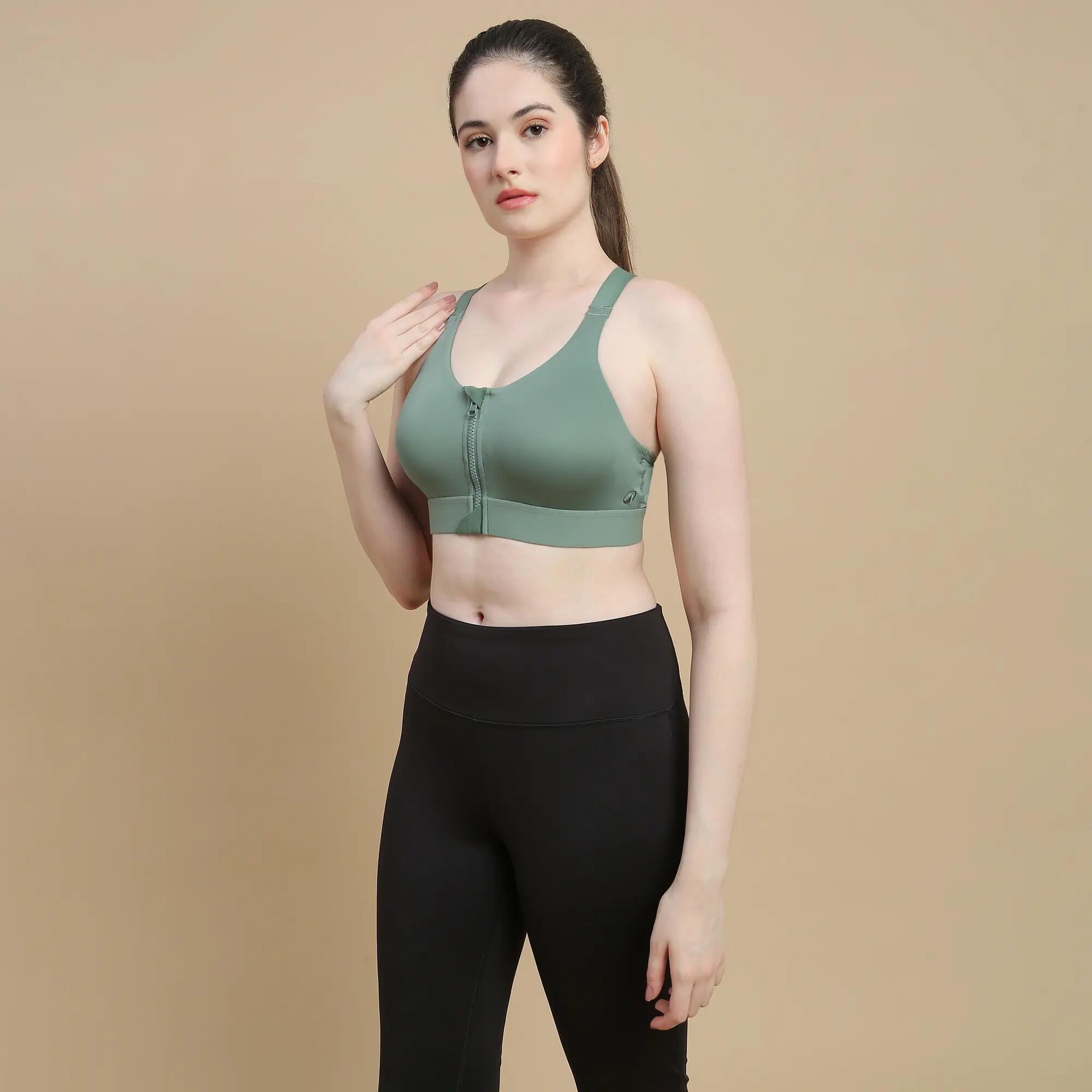 Women's High Support Zipped Sports Bra with Cups - Quartz Pink -  4