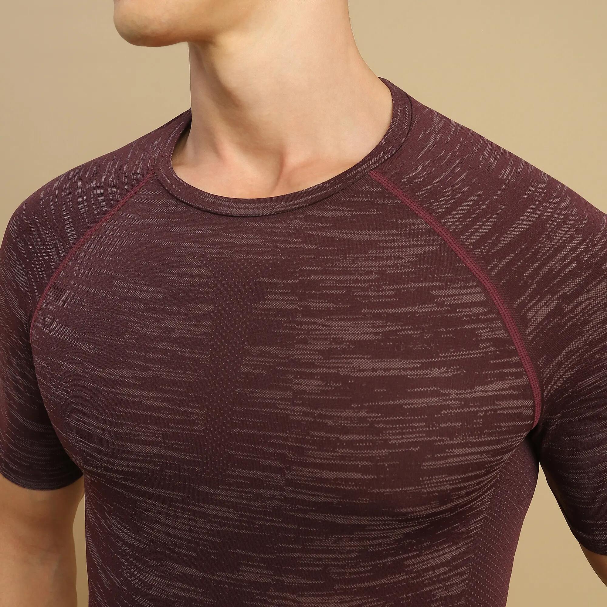 Men's Short-Sleeved Crew Neck Weight Training Compression T-Shirt - Purple -  3