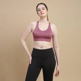 Women's High Support Adjustable Sports Bra with Cups - Dark Red