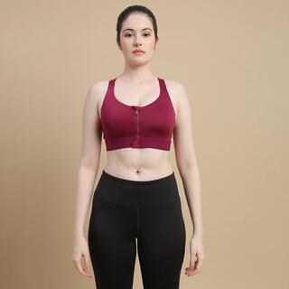 Women's High Support Zipped Sports Bra with Cups - Blue