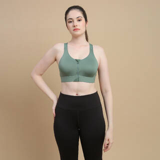 Women's High Support Zipped Sports Bra with Cups - Quartz Pink
