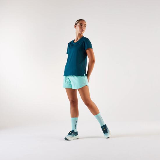 Ademend hardloop T-shirt voor dames Run 500 Dry donkerpaars
