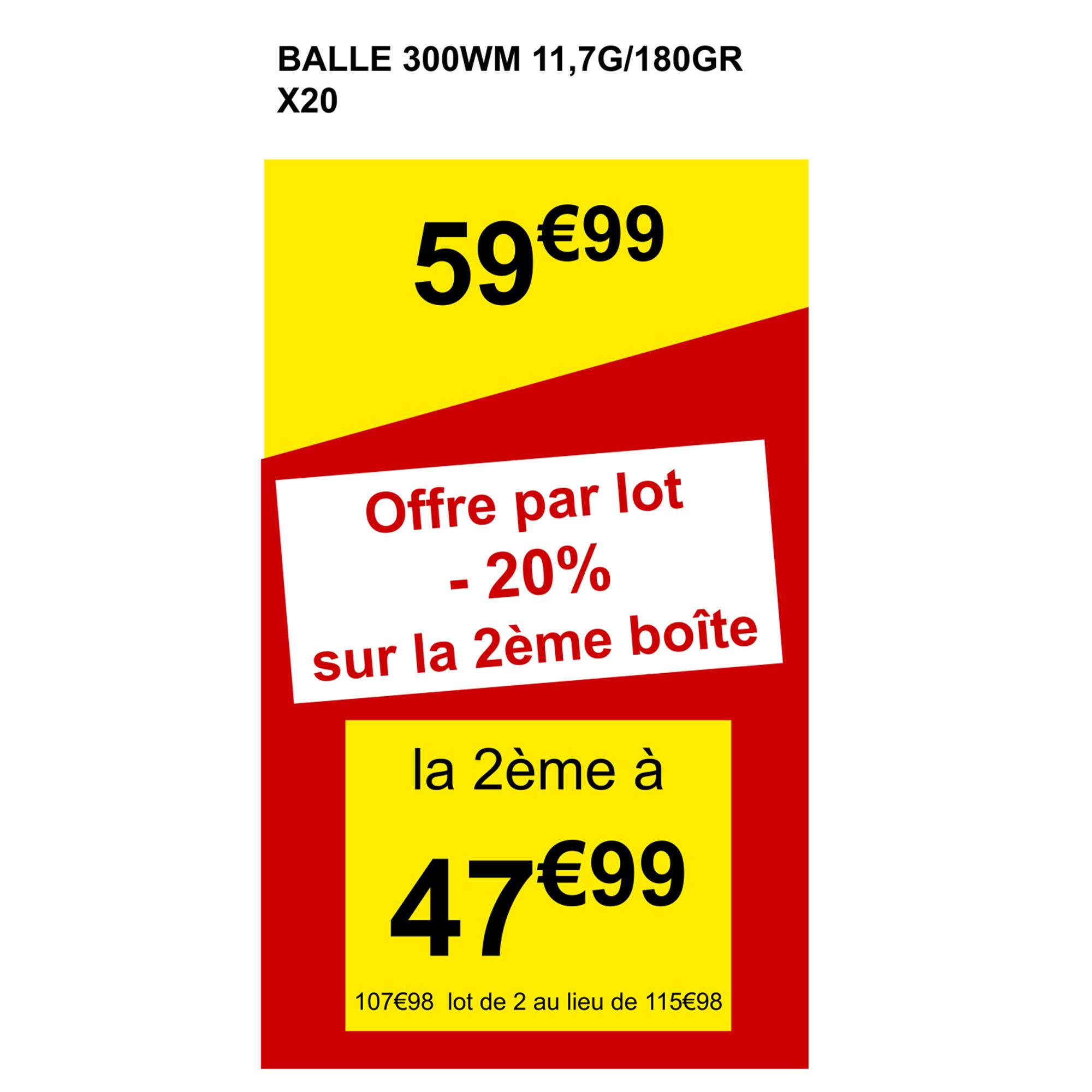 Balle 300 WINCHESTER MAGNUM 11,7G/180GRS X20 2/3
