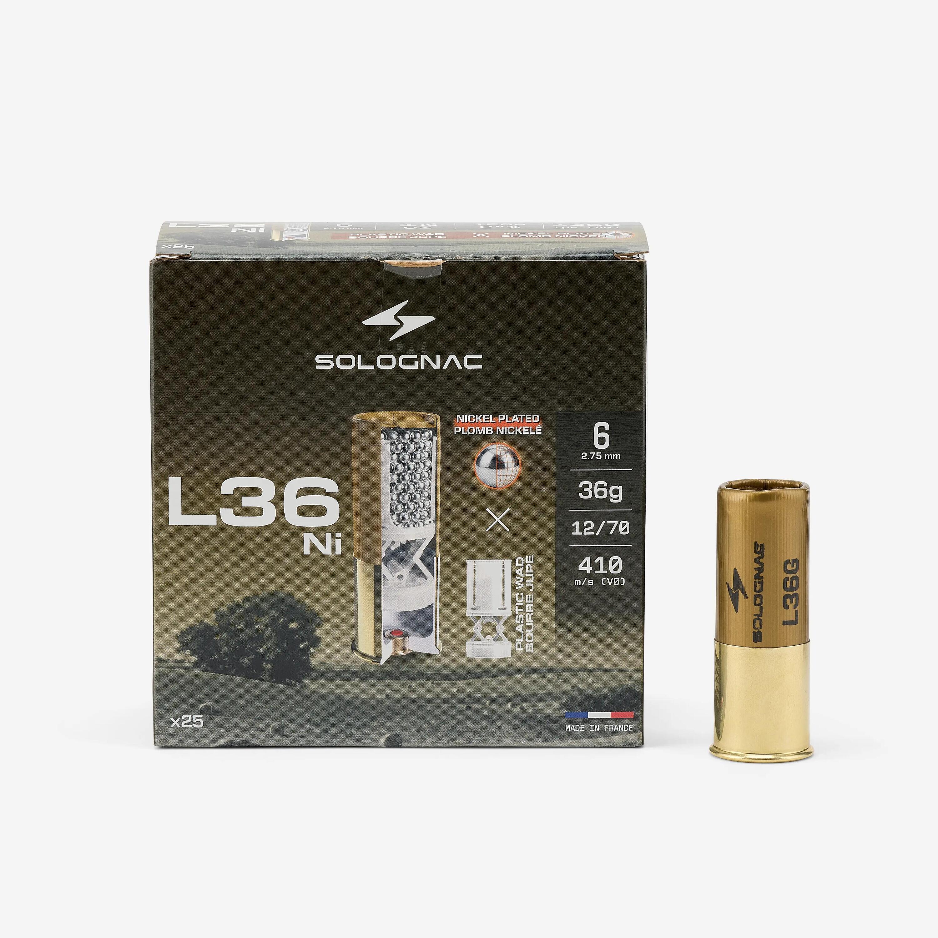 Cartouche L900 36g impact nickelé calibre 12/70 N°6 X25 2/4